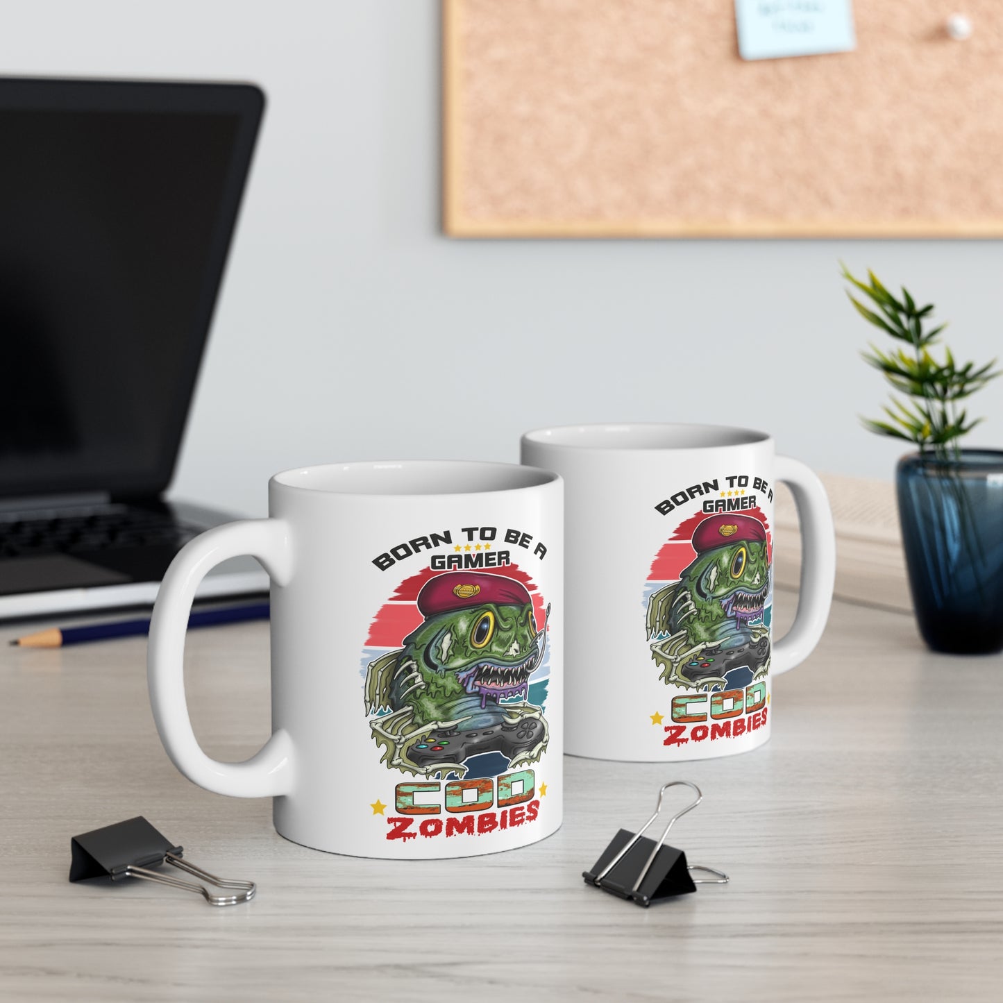 Gamer Mug — "Born to Be a Gamer" COD Zombies Ceramic Coffee Cup