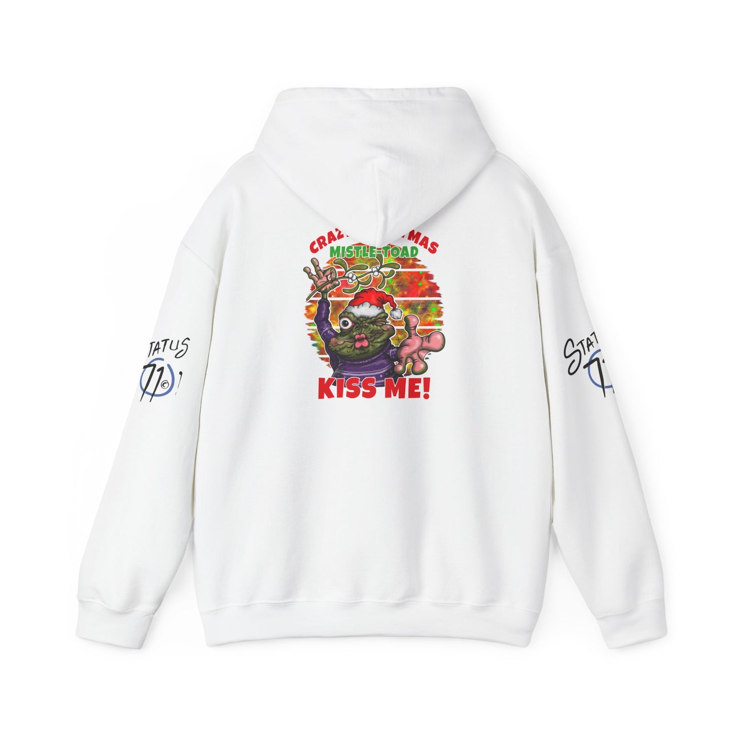 Christmas Mistle-toad Hoodie — “Kiss Me” mistletoe humor Funny Holiday Pullover