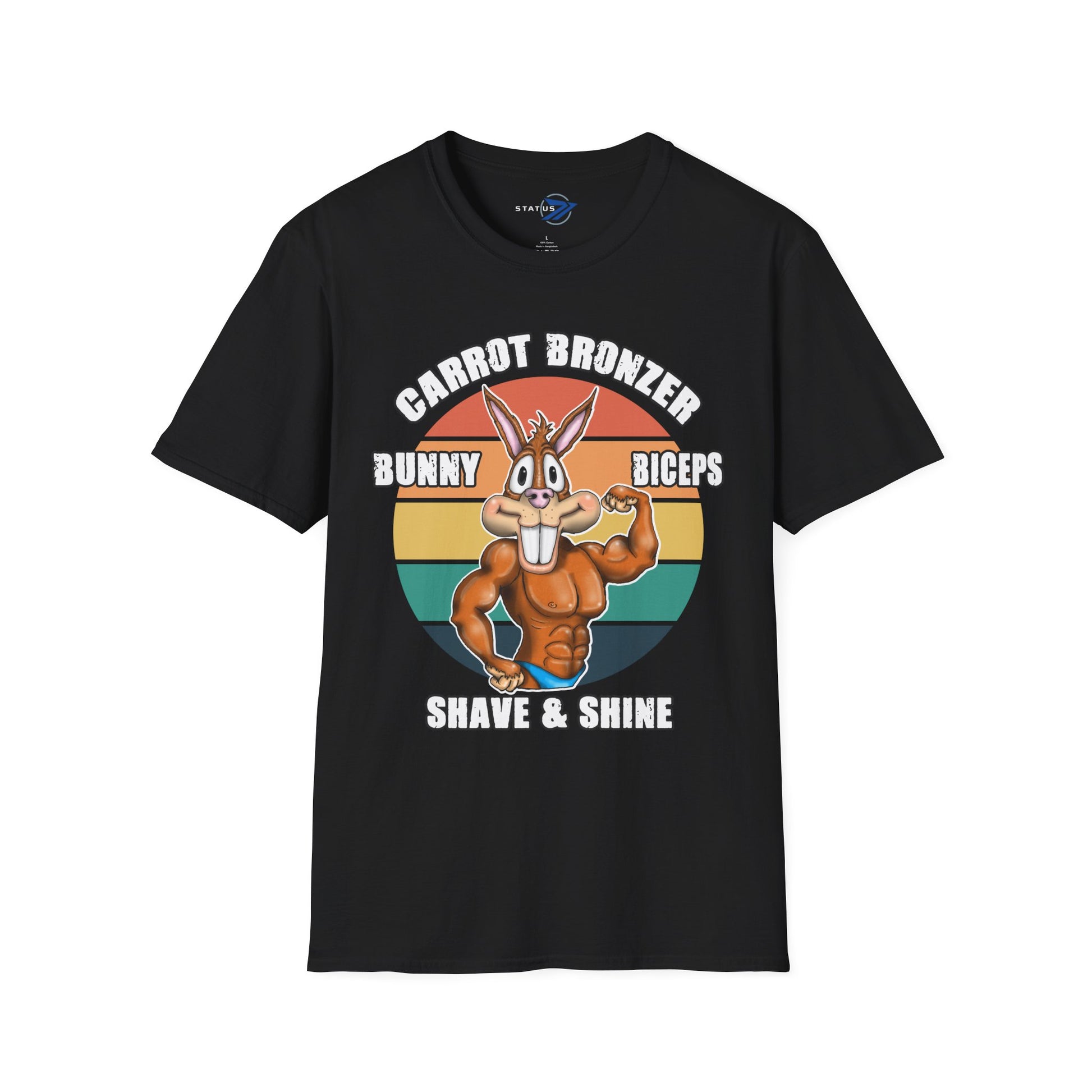 Carrot Bronzer Bunny Biceps T-Shirt — Funny Easter Fitness Graphic Tee