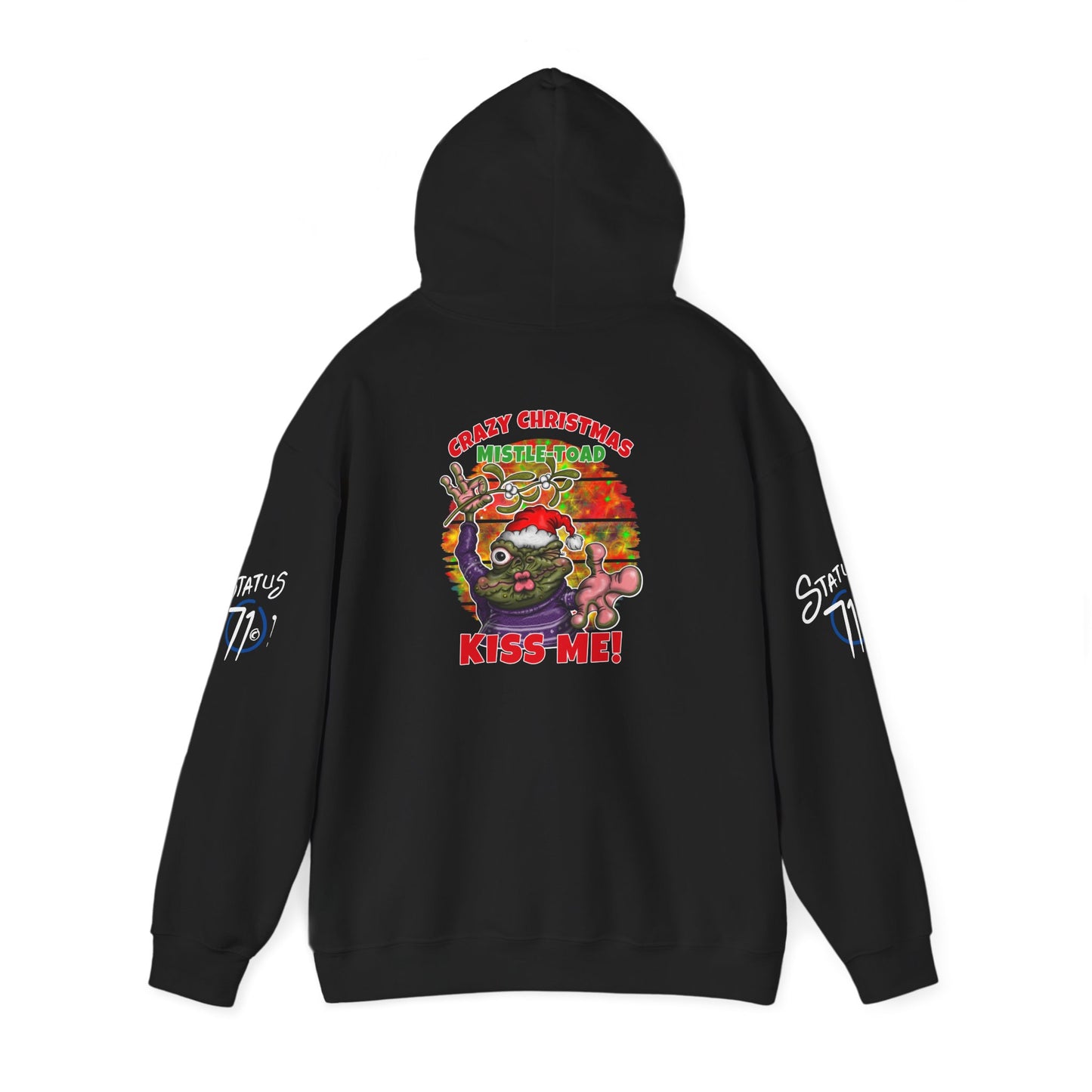 Christmas Mistle-toad Hoodie — “Kiss Me” mistletoe humor Funny Holiday Pullover