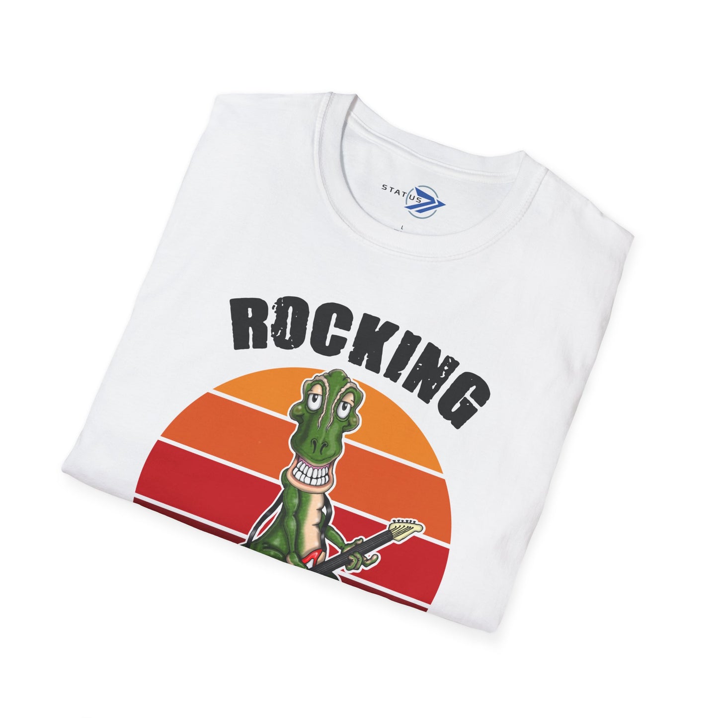 Rocking the Retired Life T-Shirt — Funny Retirement Guitar Dinosaur Tee