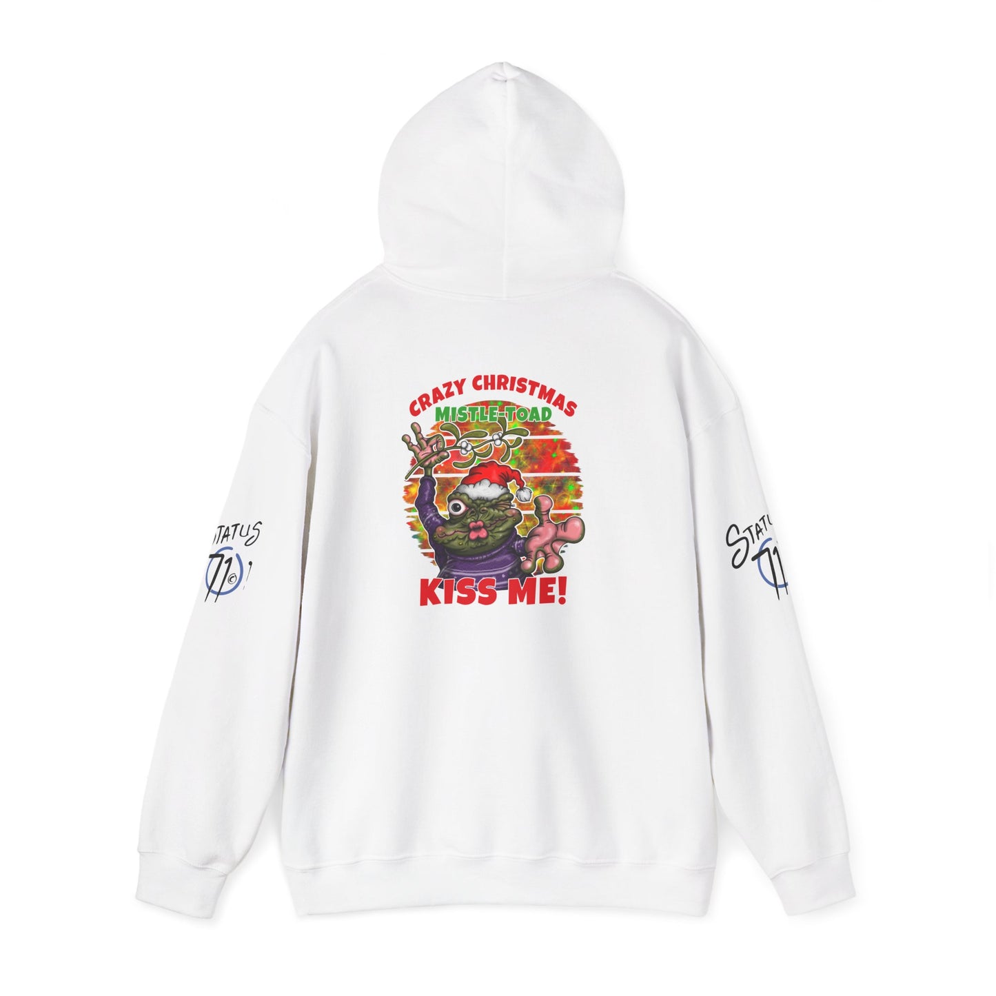 Christmas Mistle-toad Hoodie — “Kiss Me” mistletoe humor Funny Holiday Pullover