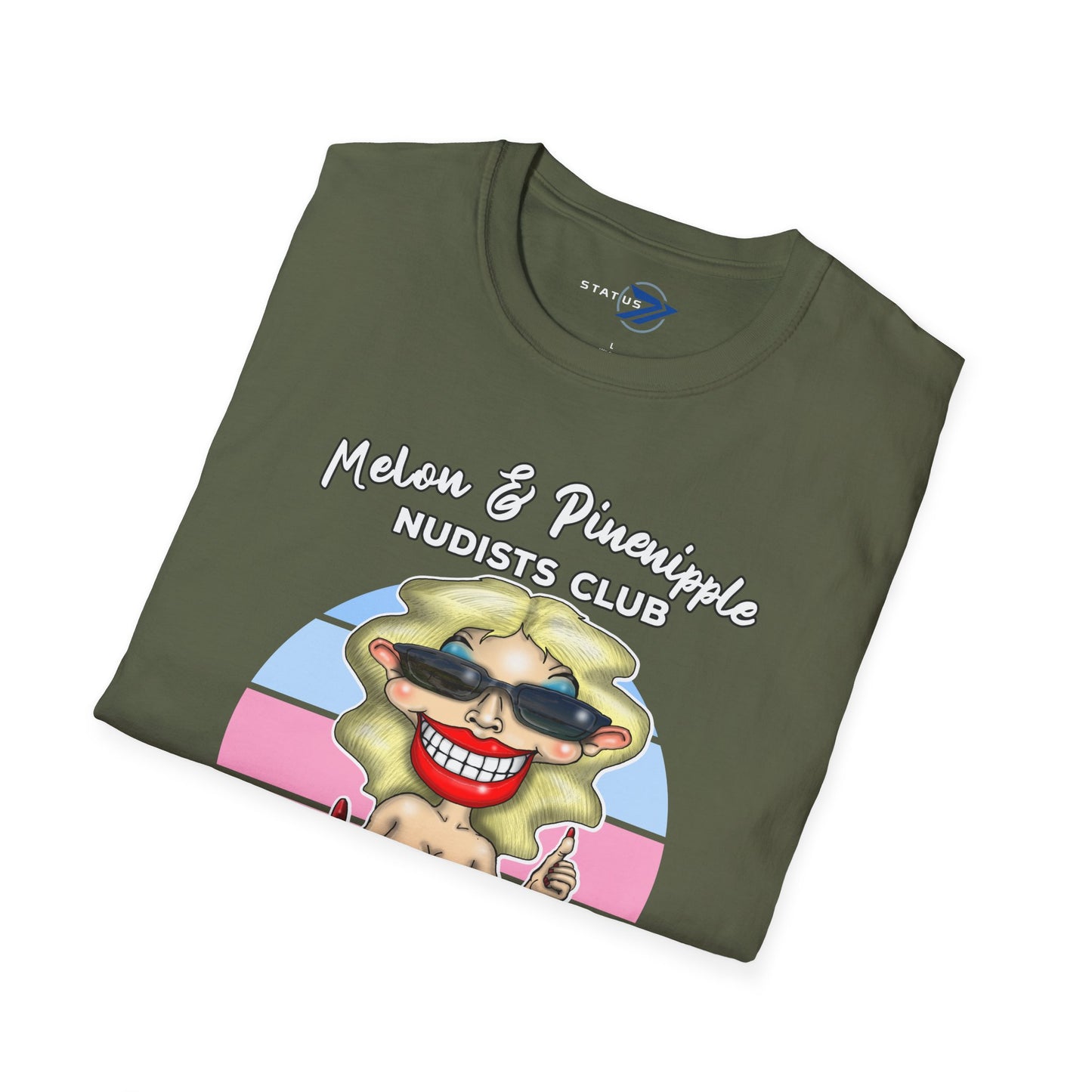 Melon & Pineapple Nudists Club T-Shirt — "All You Need Is Coffee and a Smile" Vintage Graphic Tee