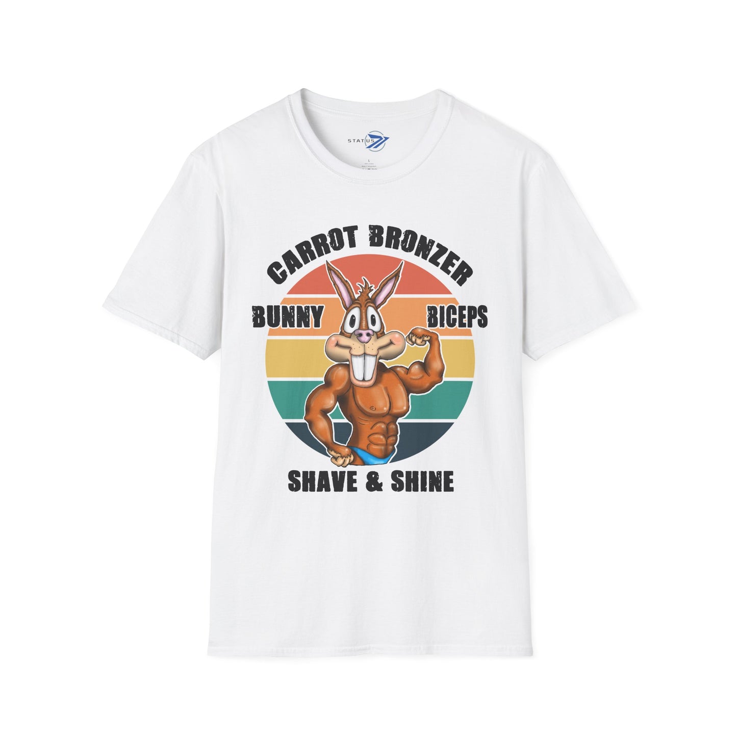 Carrot Bronzer Bunny Biceps T-Shirt — Funny Easter Fitness Graphic Tee