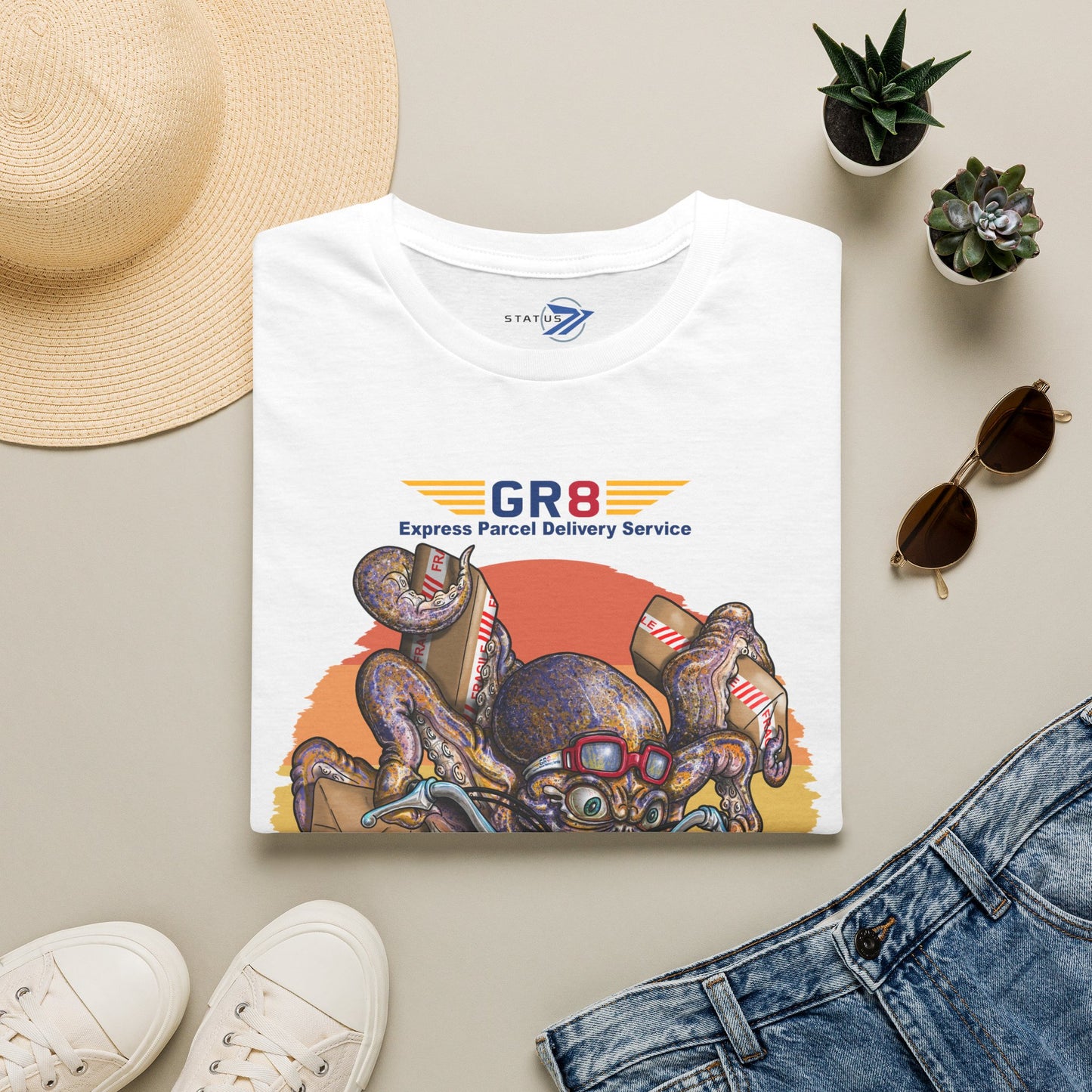 Delivery Octopus T-Shirt — "GR8 Express Parcel Delivery Service" Graphic Tee