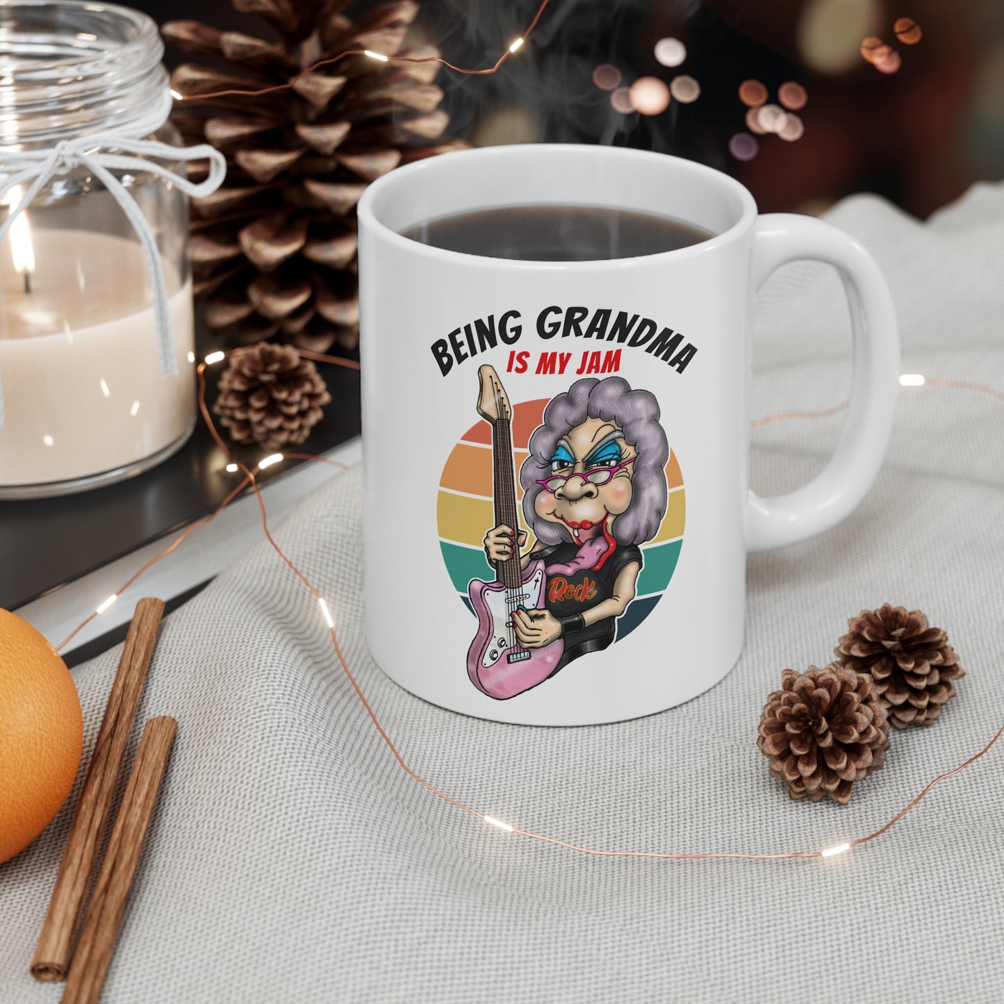 Being Grandma Is My Jam Mug — Funny Rocker Grandma Coffee Cup (11oz)