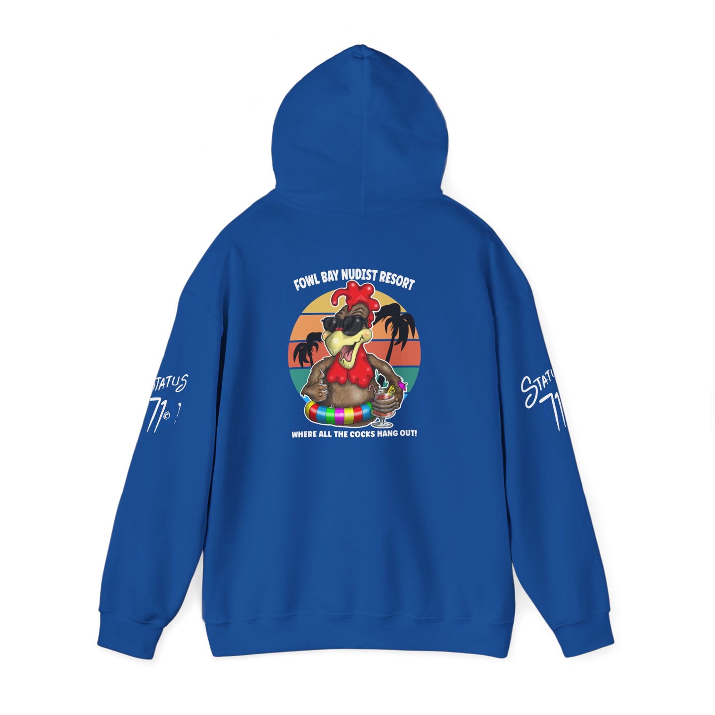 Funny Nudist Resort Hoodie — "Where All the Cocks Hang Out" Cheeky Summer Pullover