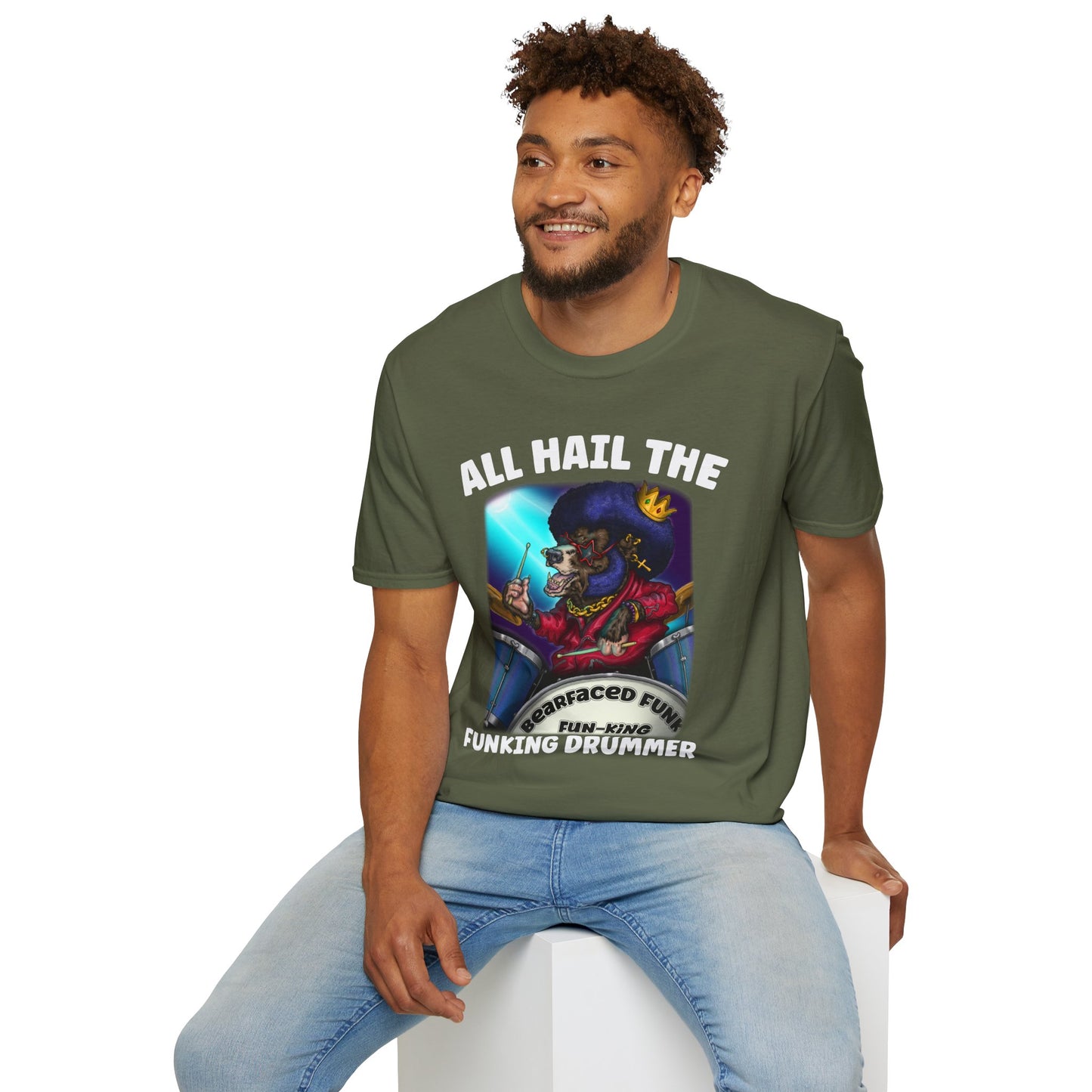 All Hail the Funking Drummer T-Shirt — Retro Funk Drum King Graphic Tee