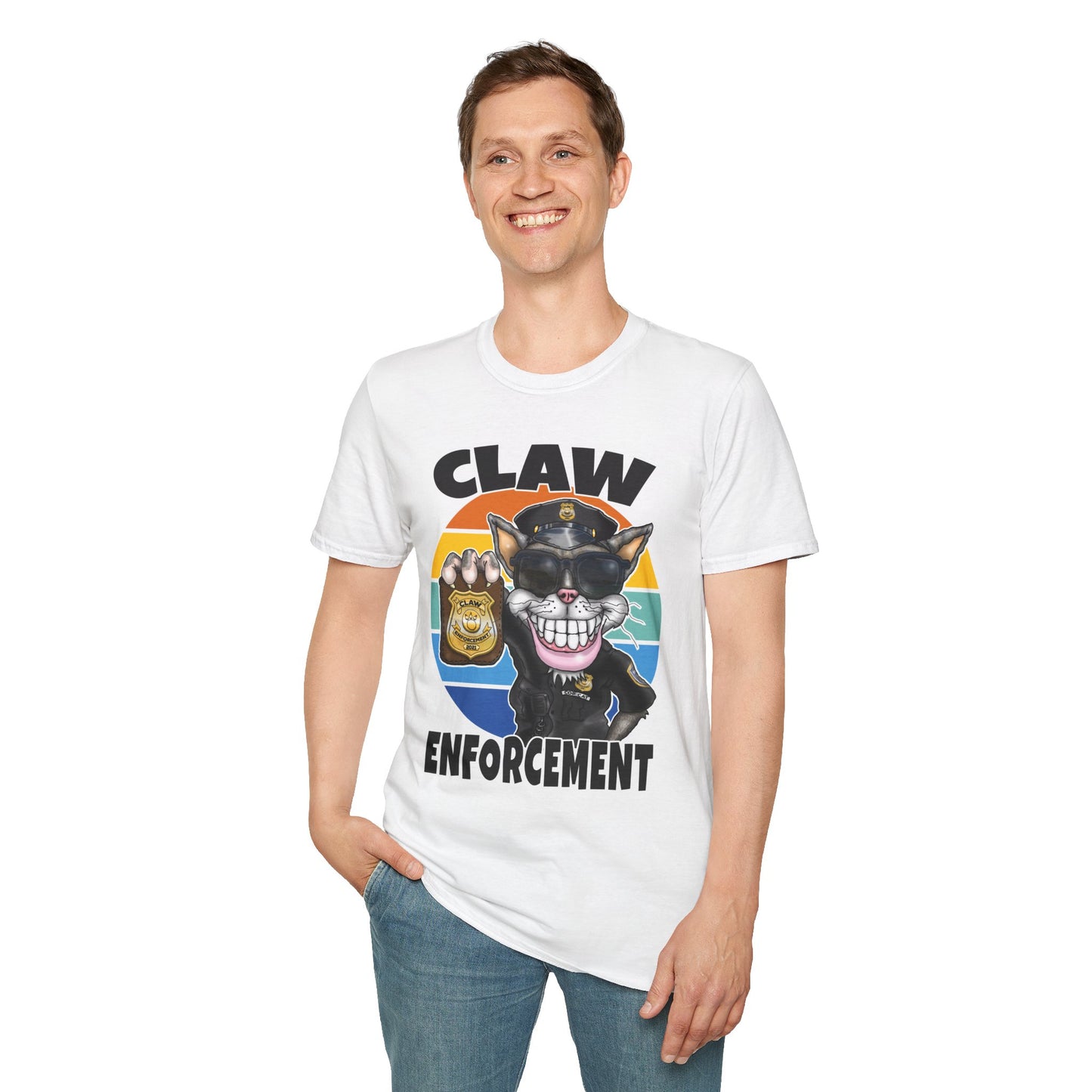 Claw Enforcement T-Shirt — Funny Police Cat Badge Tee