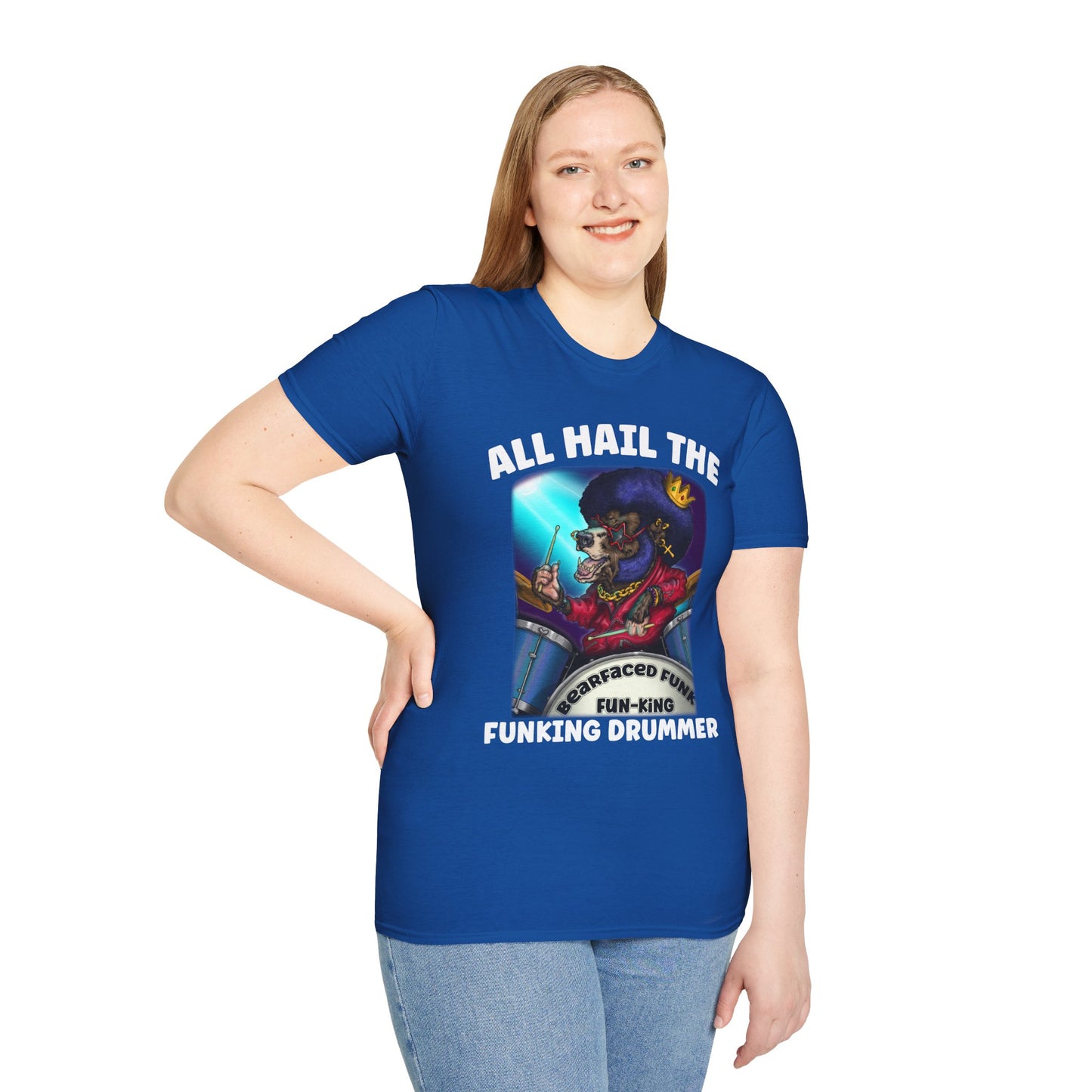 All Hail the Funking Drummer T-Shirt — Retro Funk Drum King Graphic Tee