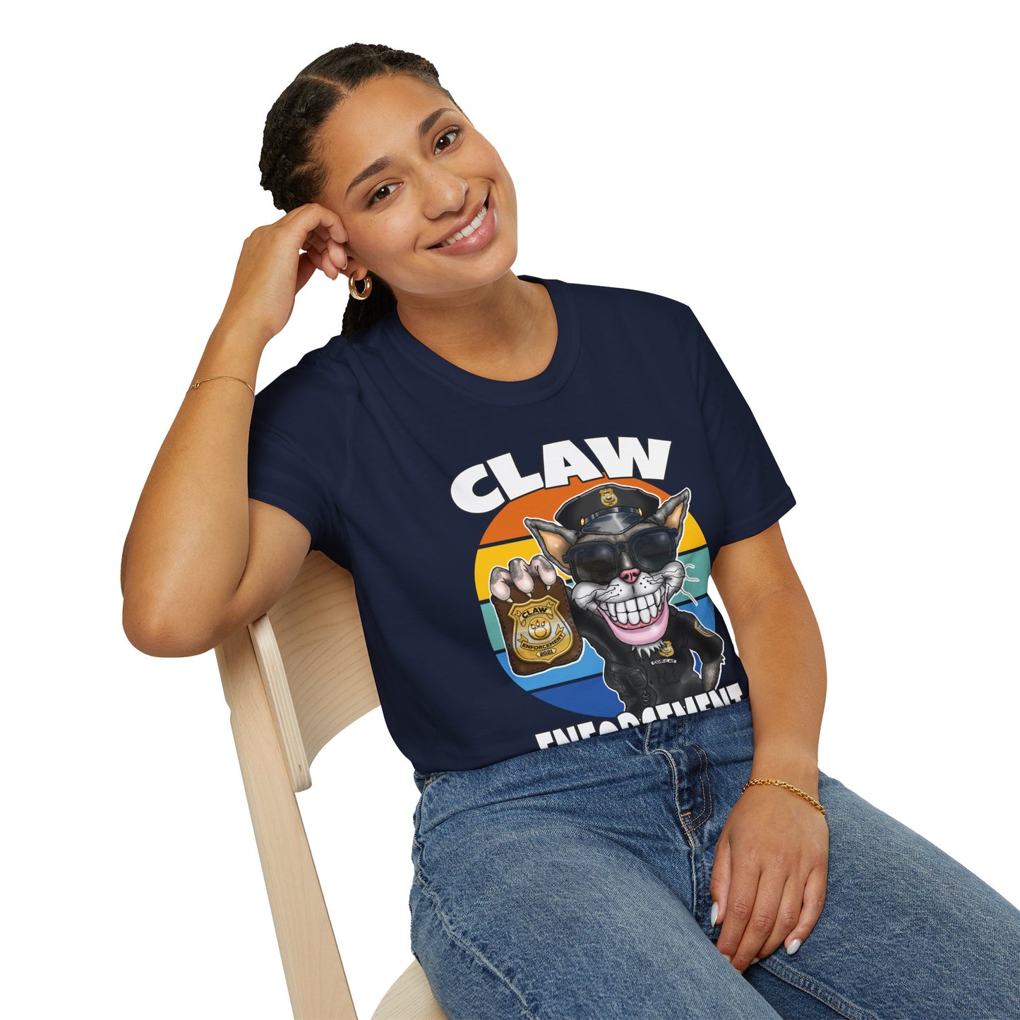 Claw Enforcement T-Shirt — Funny Police Cat Badge Tee