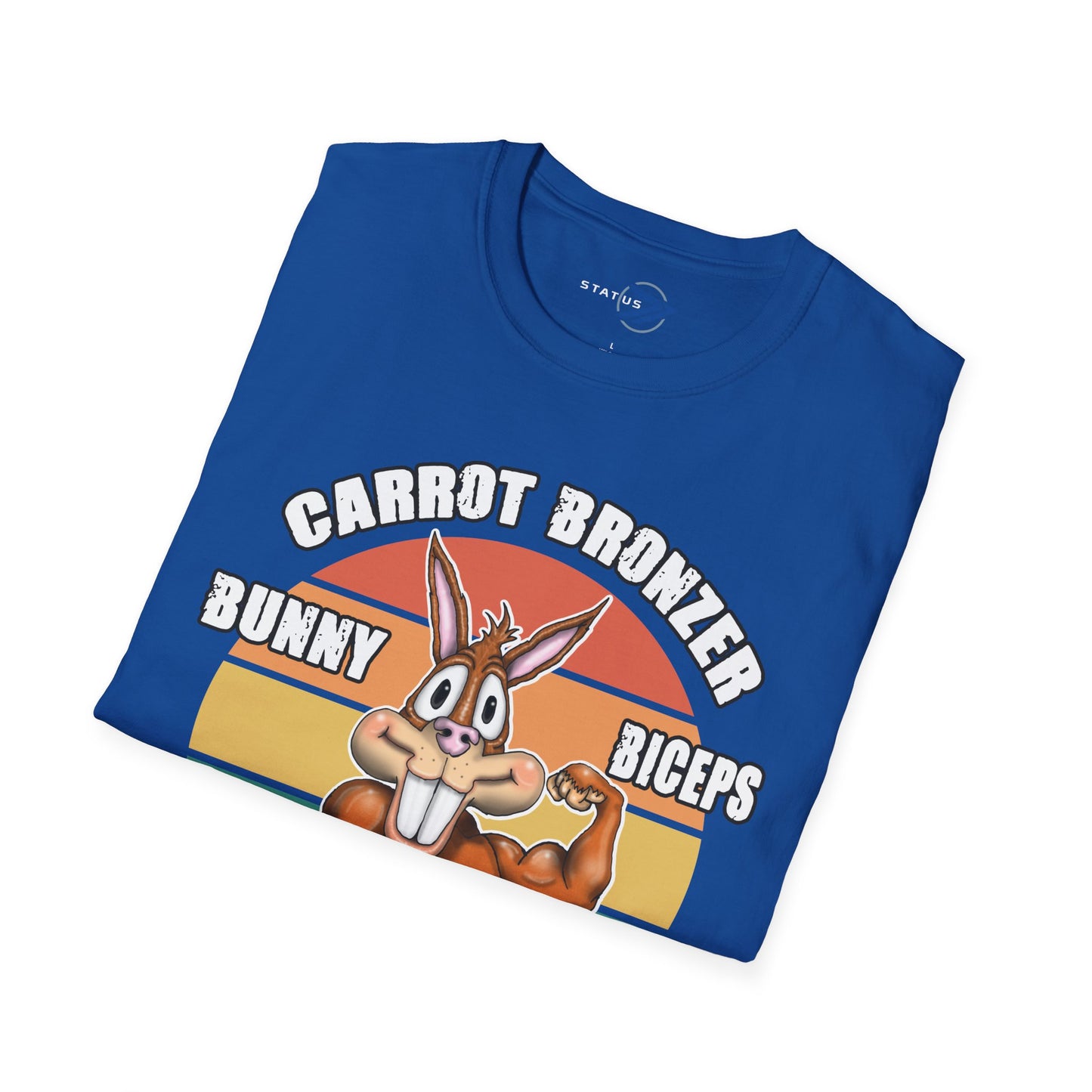 Carrot Bronzer Bunny Biceps T-Shirt — Funny Easter Fitness Graphic Tee