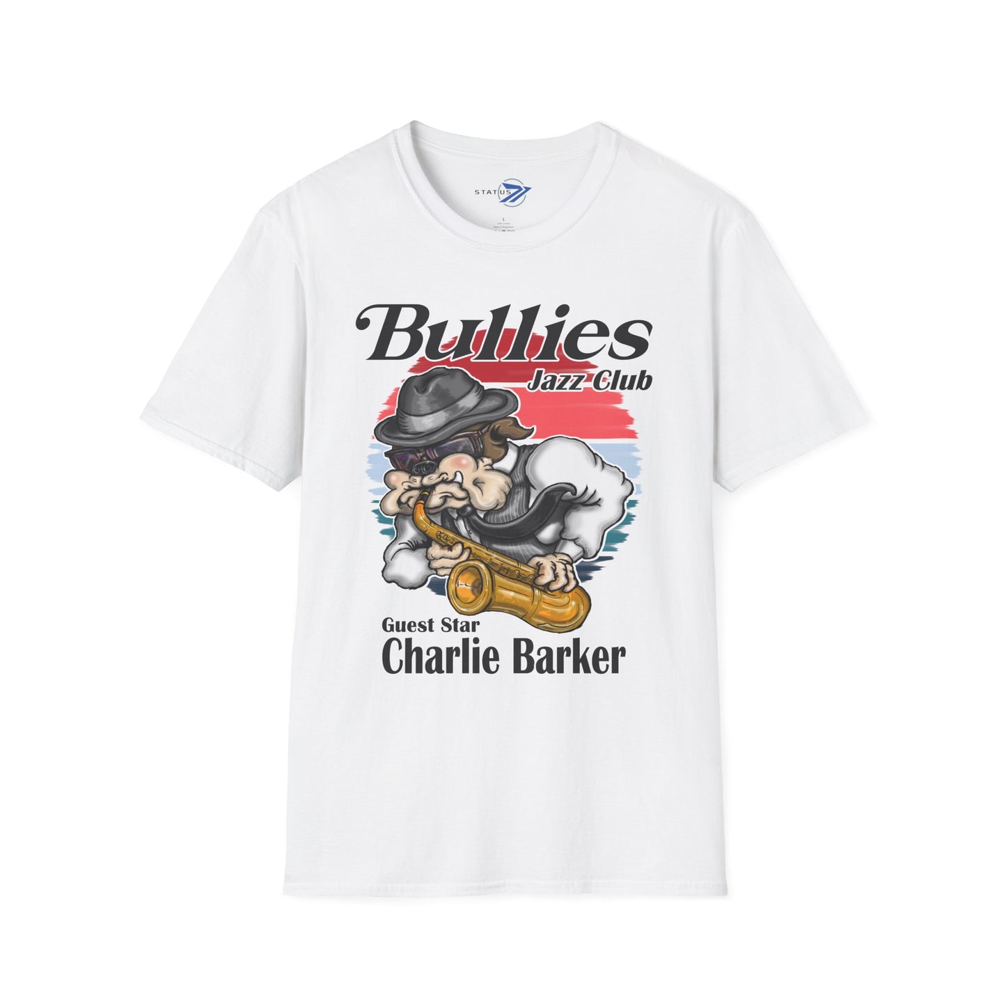 Bullies Jazz Club T-Shirt — "Guest Star Charlie Barker" Vintage Bull Dog Sax Player Tee