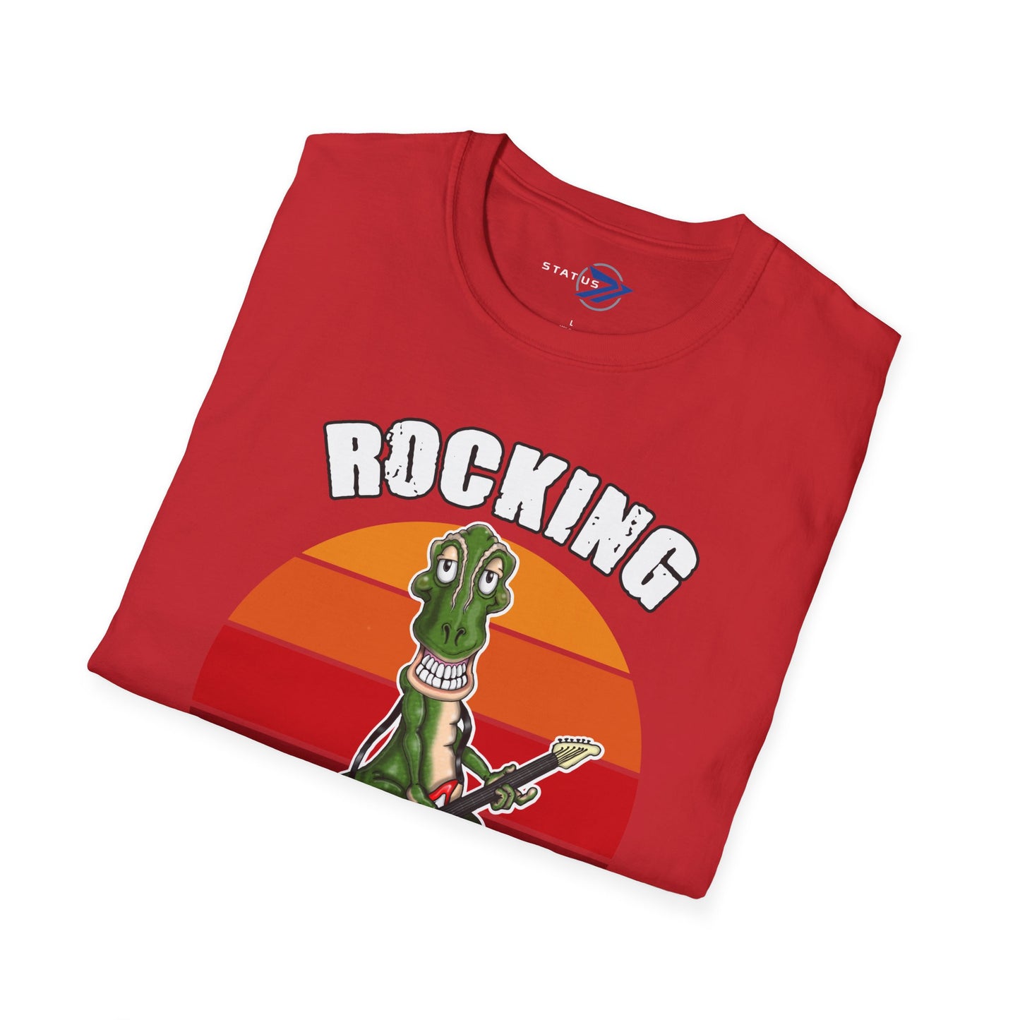 Rocking the Retired Life T-Shirt — Funny Retirement Guitar Dinosaur Tee