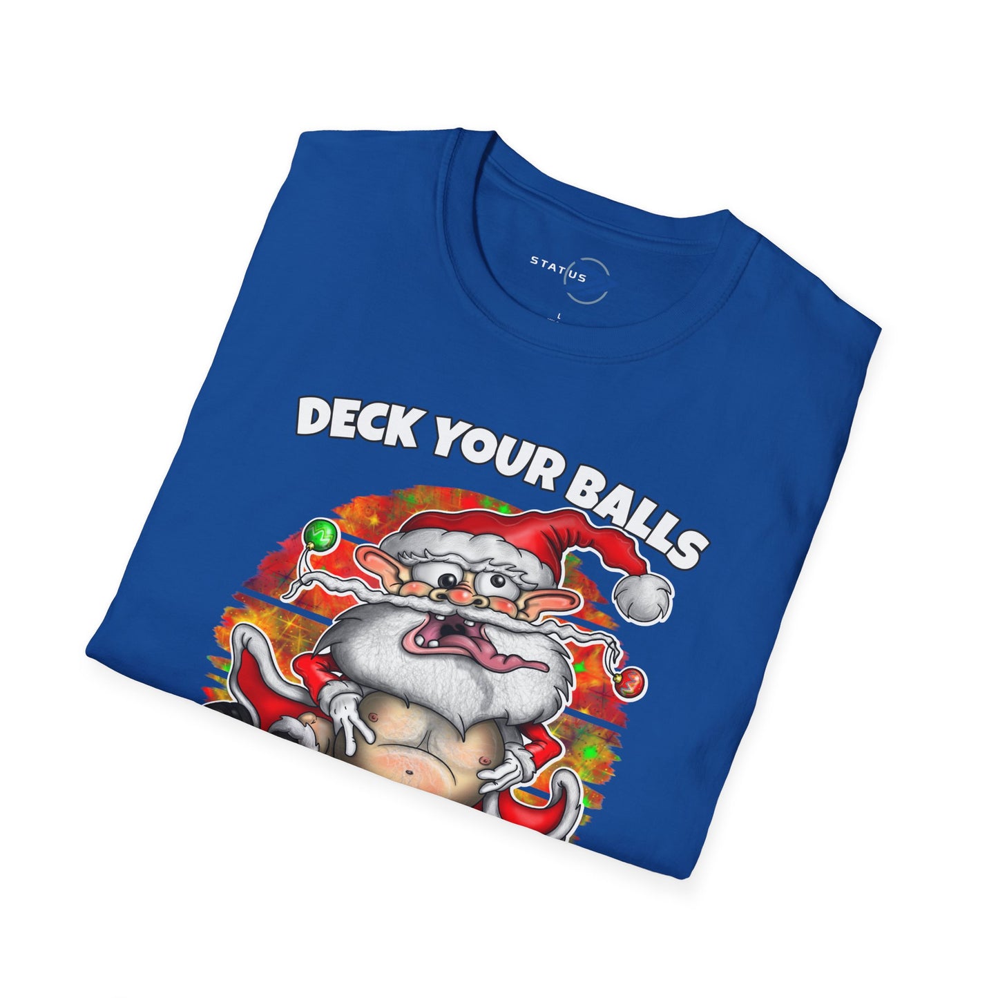Funny Santa Christmas T-Shirt — "Deck Your Balls with Boughs of Holly" Holiday Tee