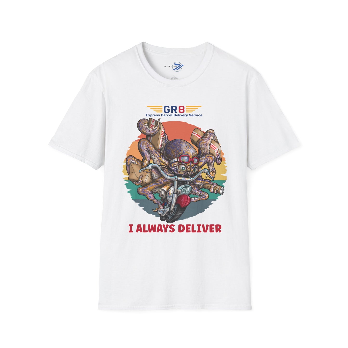 Delivery Octopus T-Shirt — "GR8 Express Parcel Delivery Service" Graphic Tee