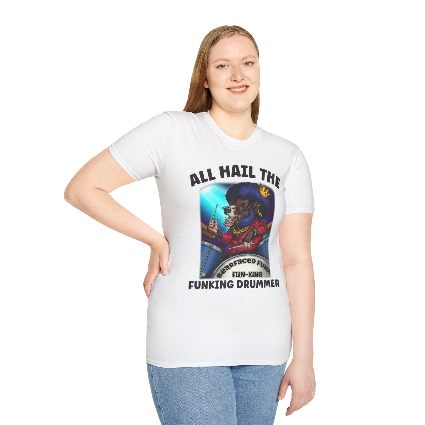 All Hail the Funking Drummer T-Shirt — Retro Funk Drum King Graphic Tee