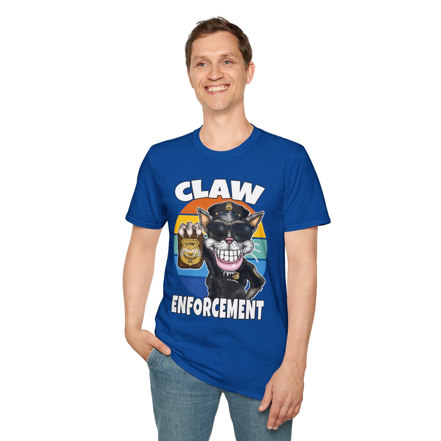 Claw Enforcement T-Shirt — Funny Police Cat Badge Tee