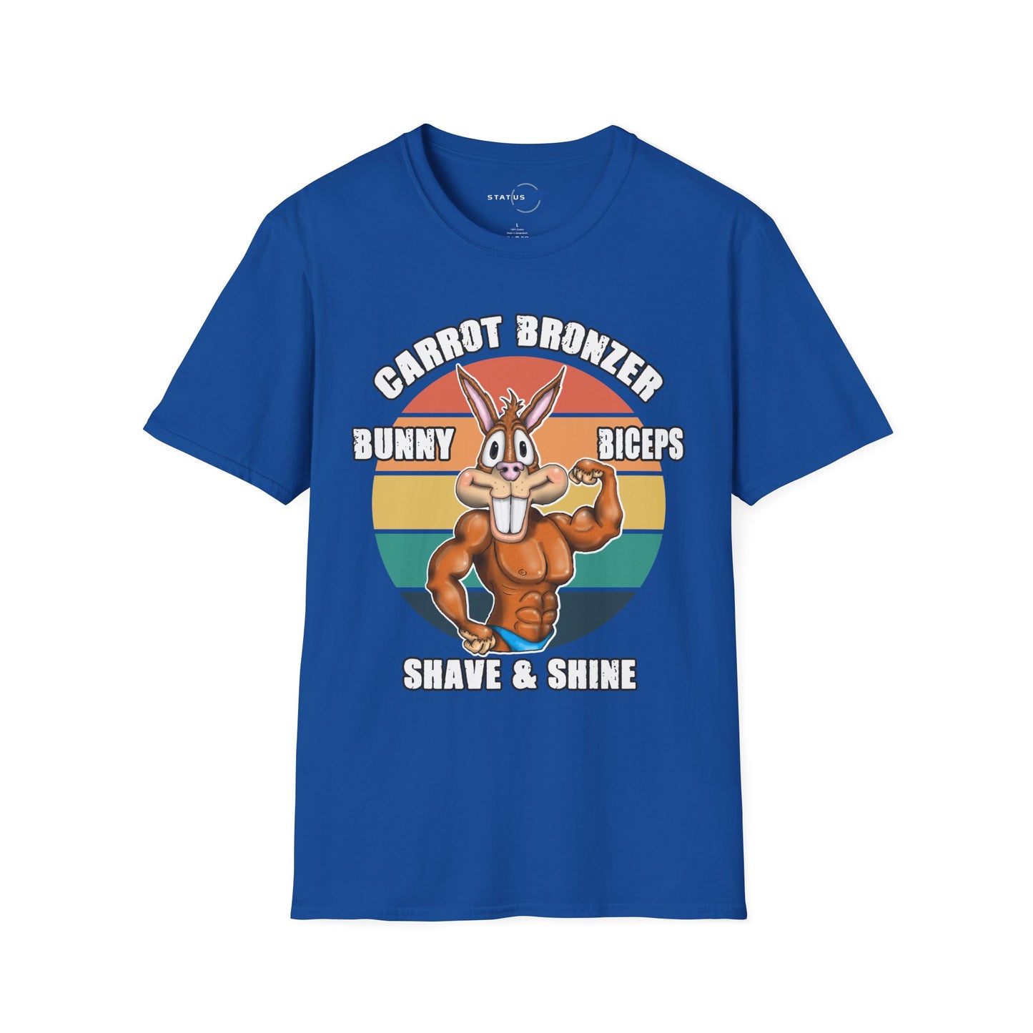 Carrot Bronzer Bunny Biceps T-Shirt — Funny Easter Fitness Graphic Tee