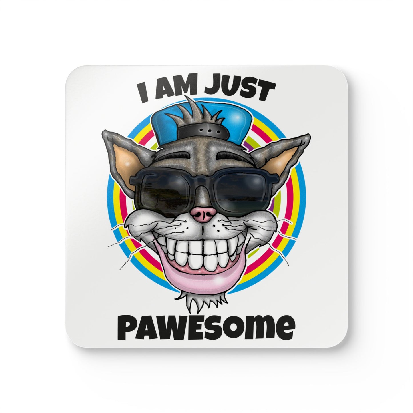 Pawesome Cat Cork Coaster Set – Funny 'I Am Just Pawesome' Drink Coasters