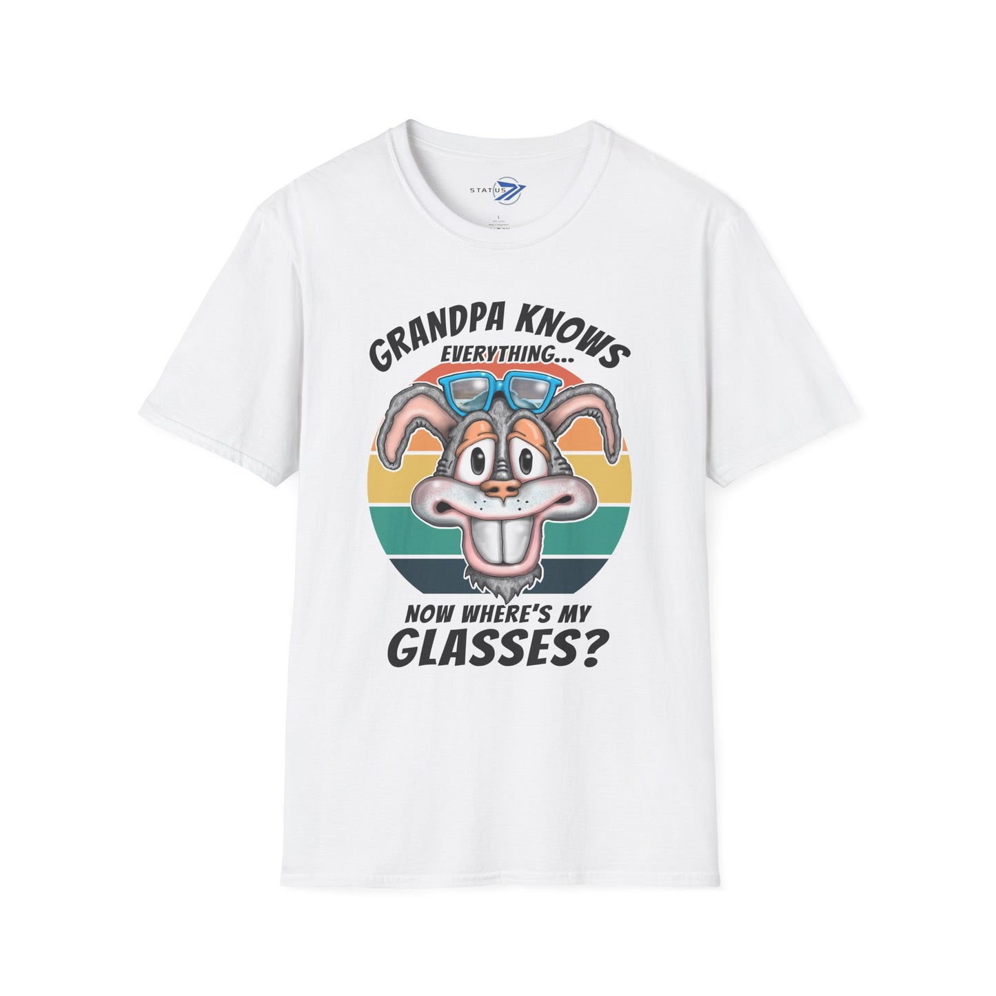 Grandpa Knows Everything T-Shirt – Funny Retro Bunny ‘Now Where’s My Glasses?’ Gift
