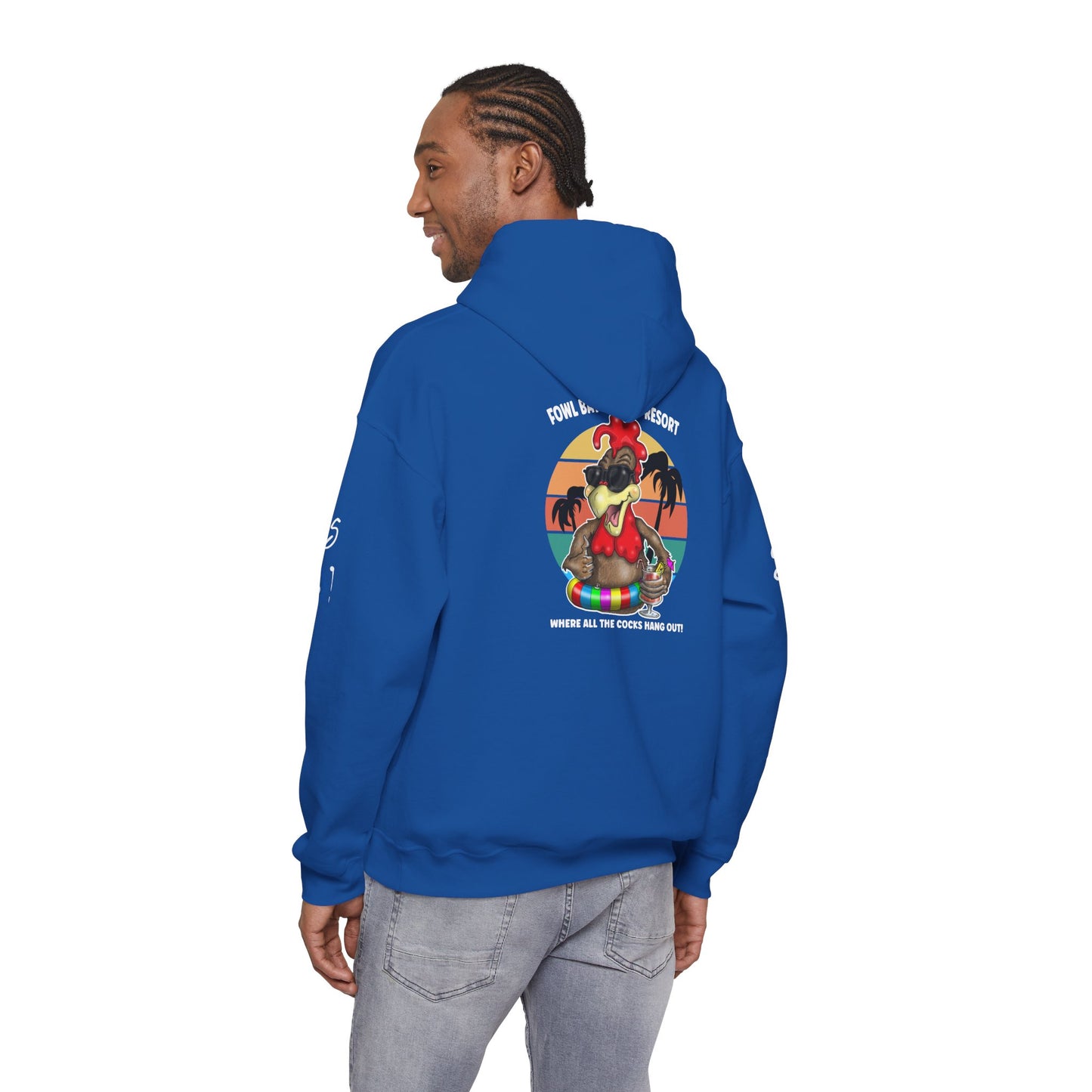 Funny Nudist Resort Hoodie — "Where All the Cocks Hang Out" Cheeky Summer Pullover