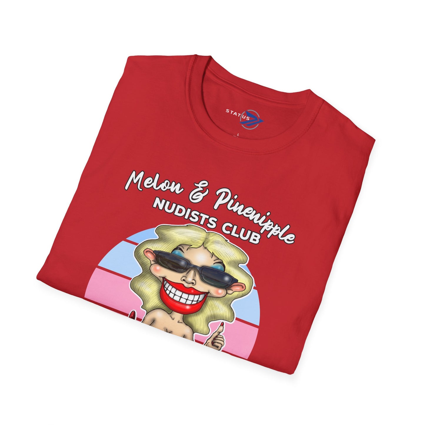 Melon & Pineapple Nudists Club T-Shirt — "All You Need Is Coffee and a Smile" Vintage Graphic Tee