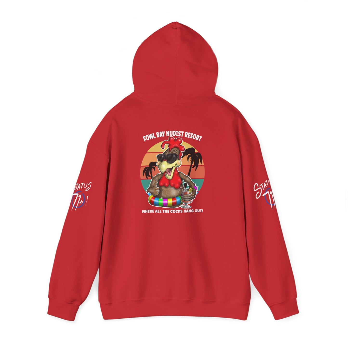 Funny Nudist Resort Hoodie — "Where All the Cocks Hang Out" Cheeky Summer Pullover
