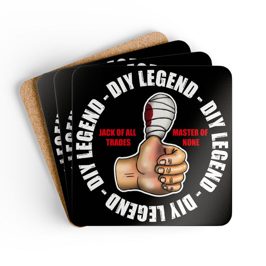 DIY Legend Cork Coaster Set — "Jack of All Trades, Master of None" Thumbs-Up Design