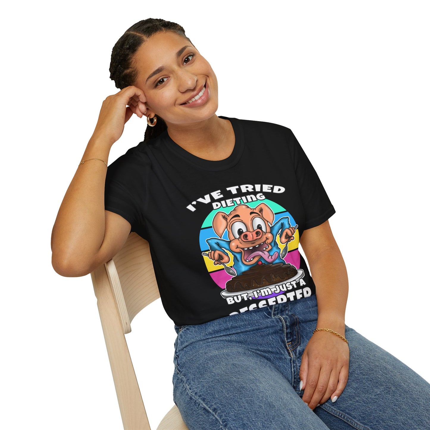 T-Shirt — "I've Tried Dieting But I'm Just a Desserter" Funny Pig Dessert Graphic Tee