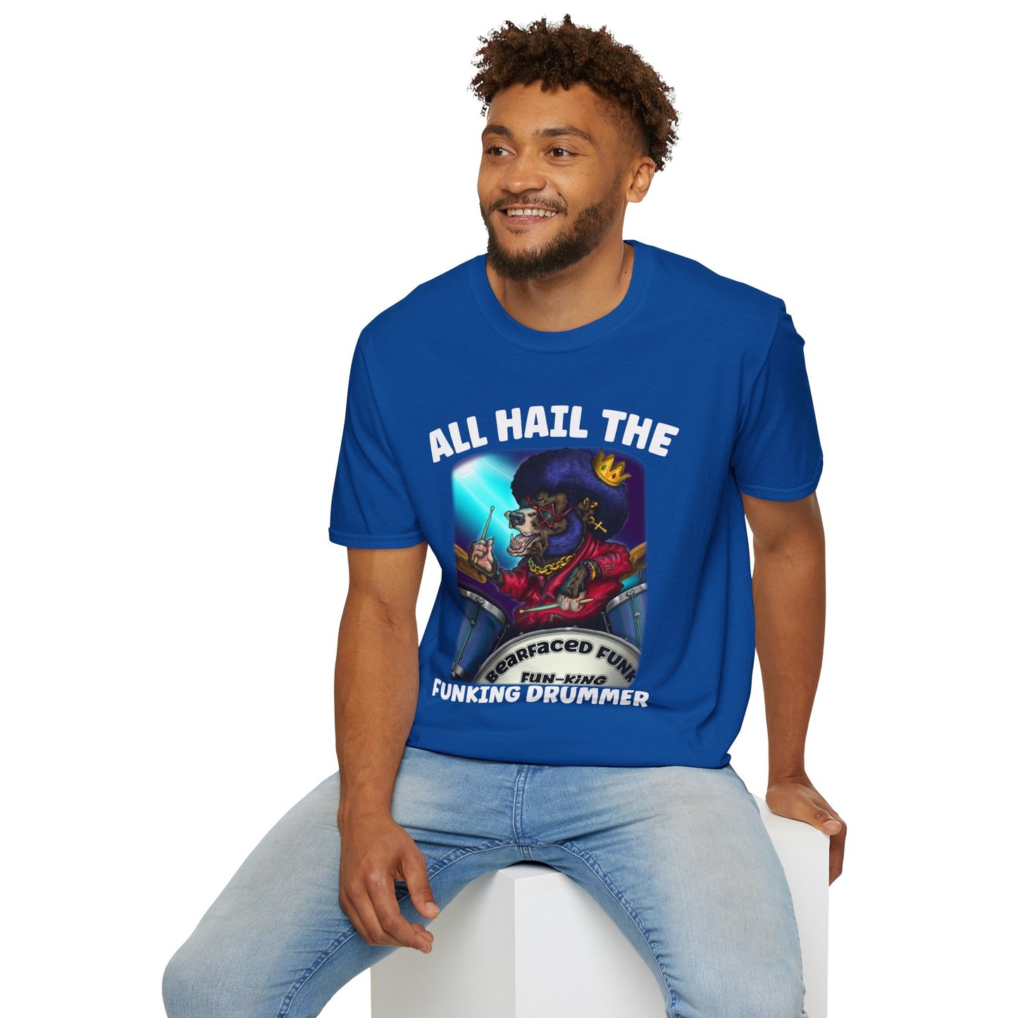 All Hail the Funking Drummer T-Shirt — Retro Funk Drum King Graphic Tee