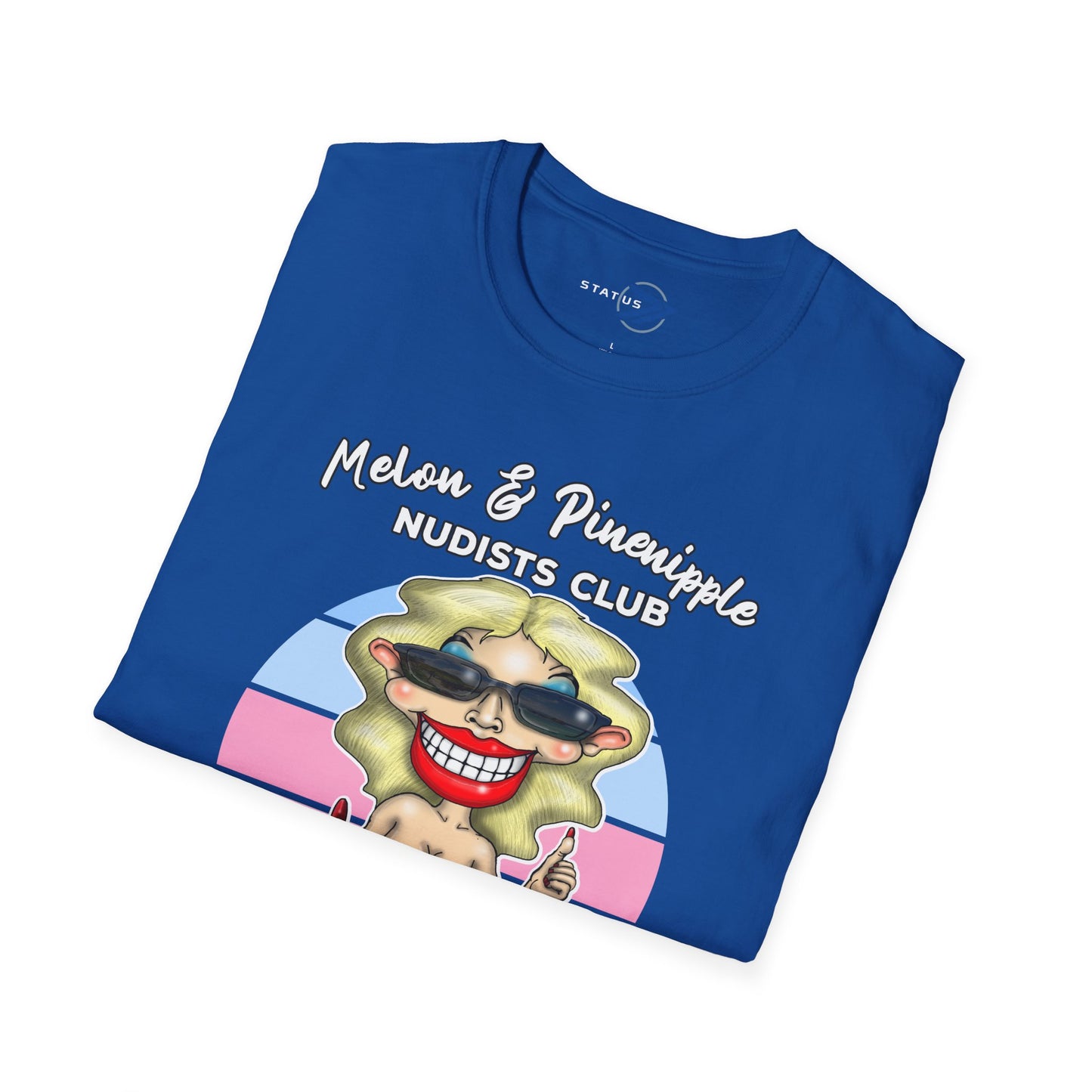 Melon & Pineapple Nudists Club T-Shirt — "All You Need Is Coffee and a Smile" Vintage Graphic Tee