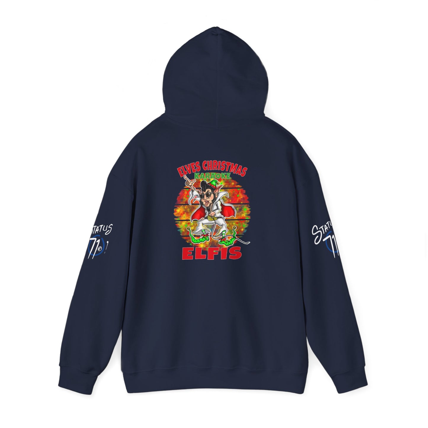 Christmas Elfis rock 'n' roll Elf Hoodie — “Elves karaoke party” Funny Holiday Pullover