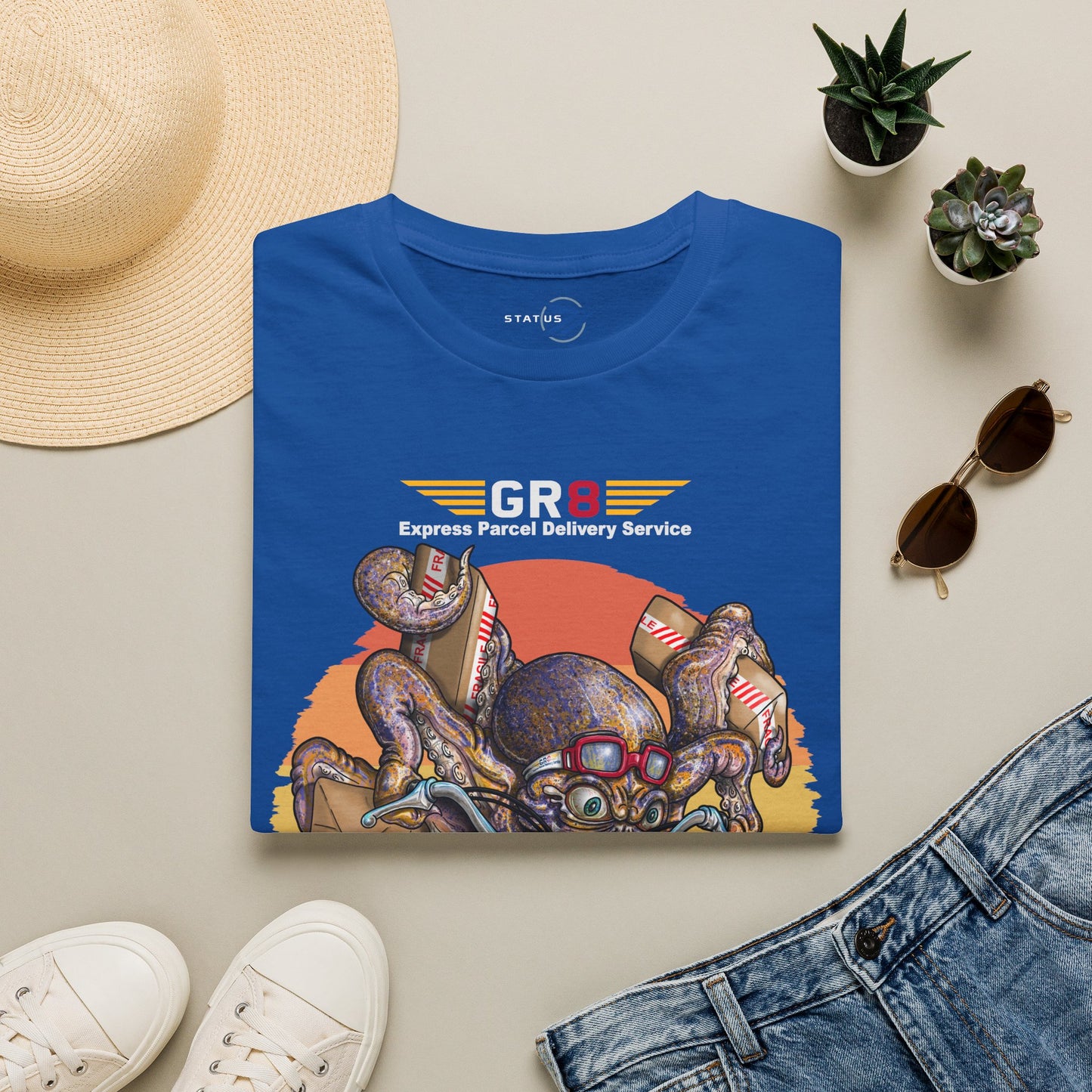 Delivery Octopus T-Shirt — "GR8 Express Parcel Delivery Service" Graphic Tee