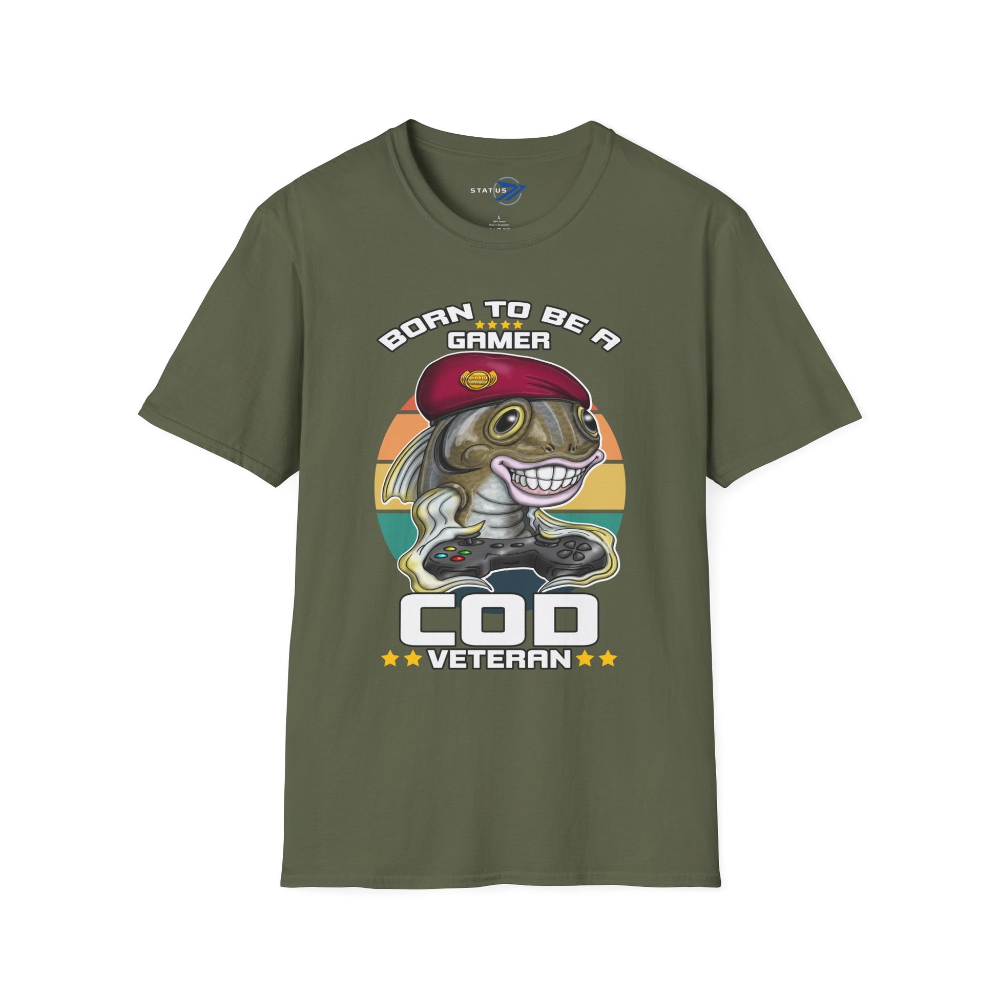 COD Veteran Gamer T-Shirt — "Born to Be a Gamer" Funny Fish Controller Tee