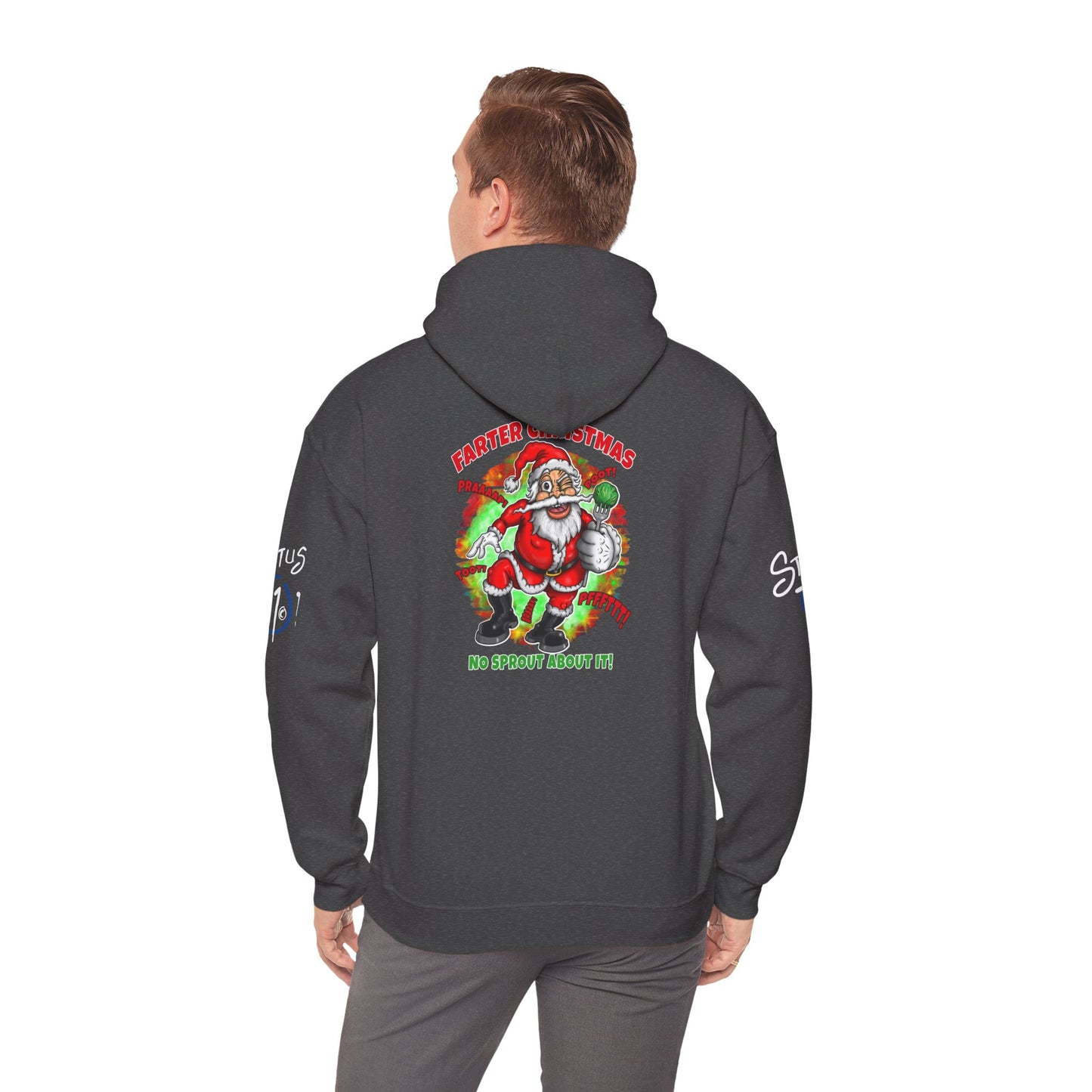 Farter Christmas Crazy Santa Hoodie — “No Sprout About It” Funny Holiday Pullover