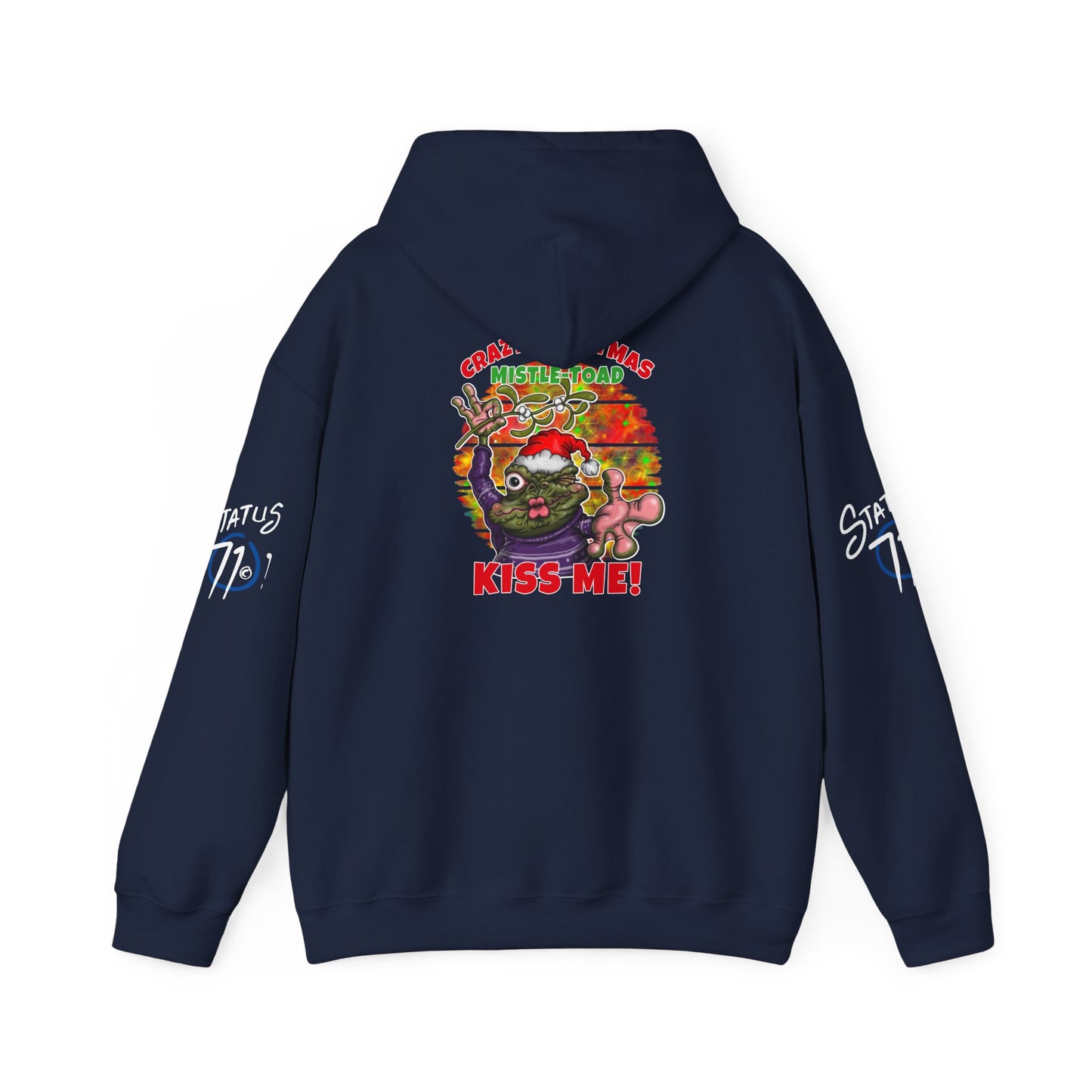 Christmas Mistle-toad Hoodie — “Kiss Me” mistletoe humor Funny Holiday Pullover