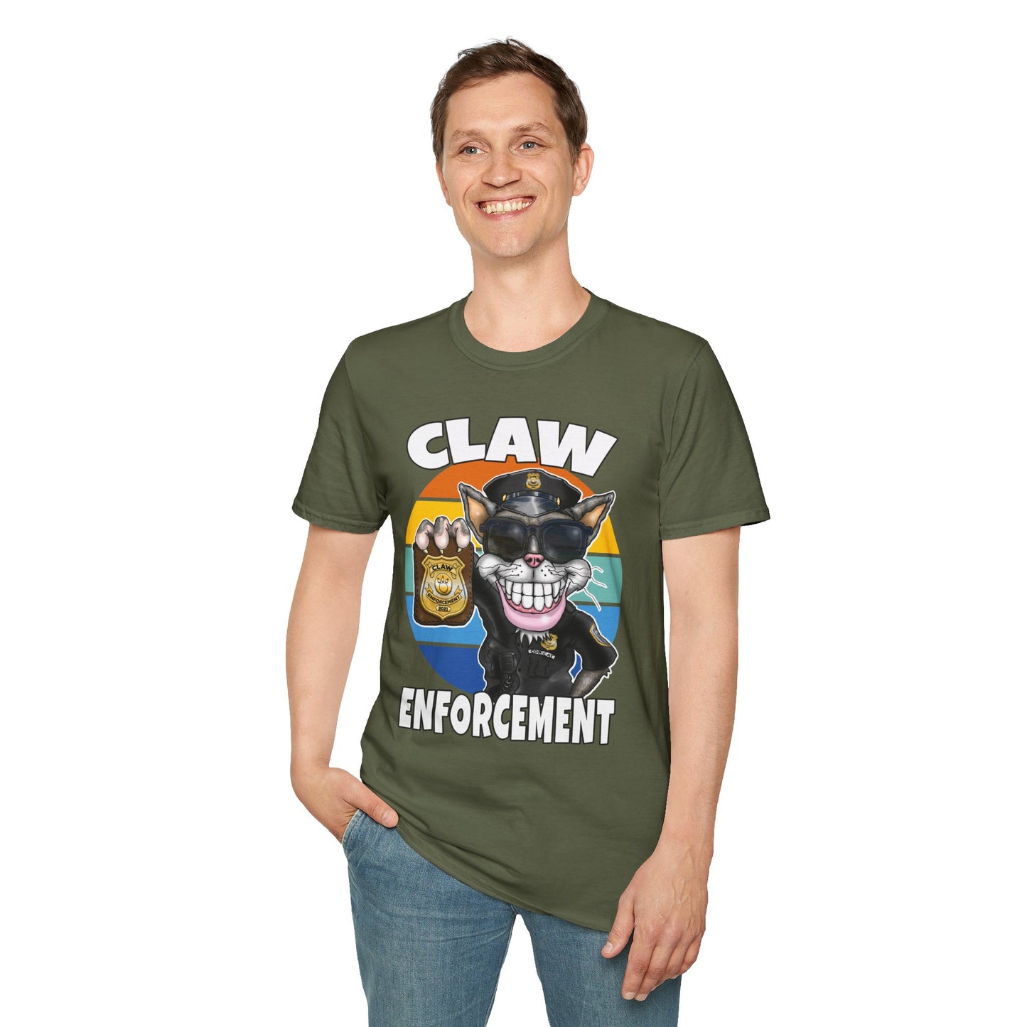 Claw Enforcement T-Shirt — Funny Police Cat Badge Tee