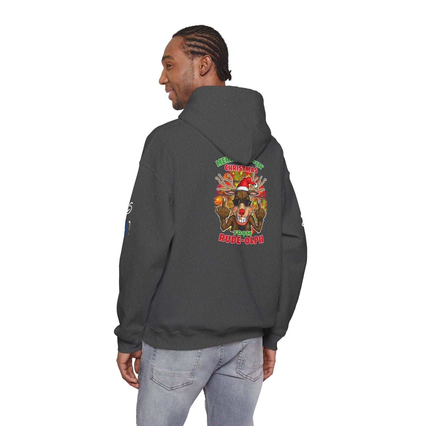 Christmas Rude Rudolph Reindeer Hoodie — Funny Holiday Pullover