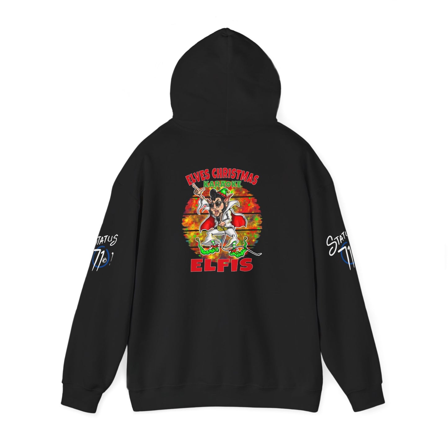Christmas Elfis rock 'n' roll Elf Hoodie — “Elves karaoke party” Funny Holiday Pullover