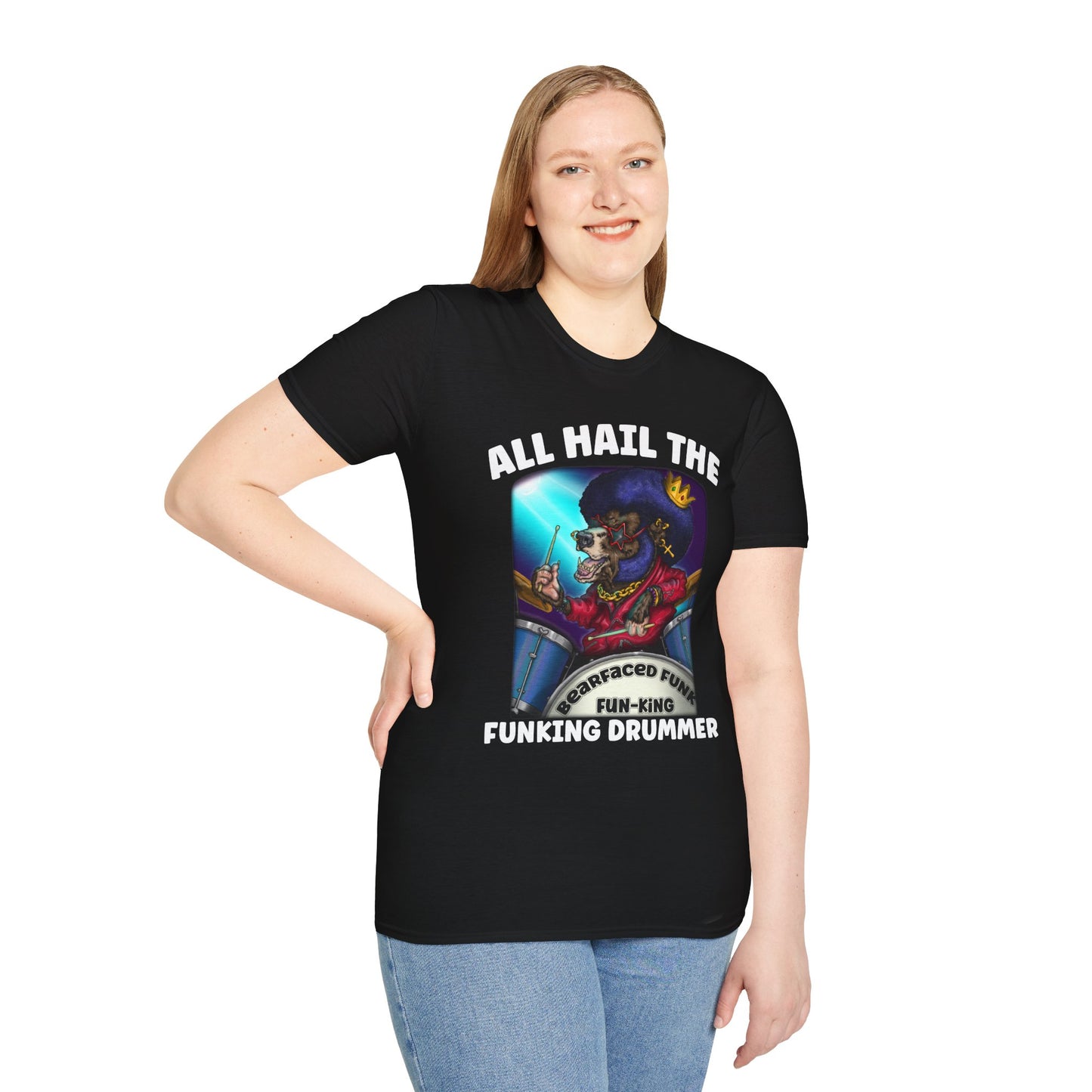 All Hail the Funking Drummer T-Shirt — Retro Funk Drum King Graphic Tee