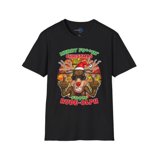 Rude-olph Christmas T-Shirt – Merry F***in' Christmas Funny Reindeer Tee