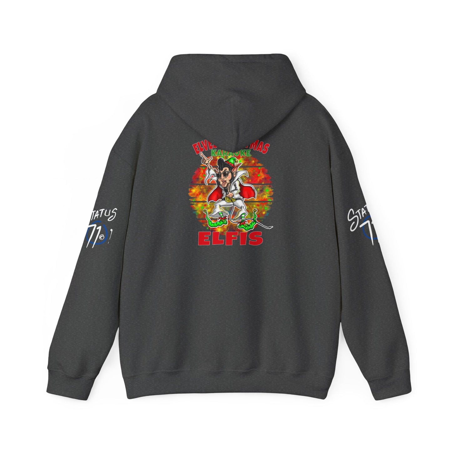Christmas Elfis rock 'n' roll Elf Hoodie — “Elves karaoke party” Funny Holiday Pullover