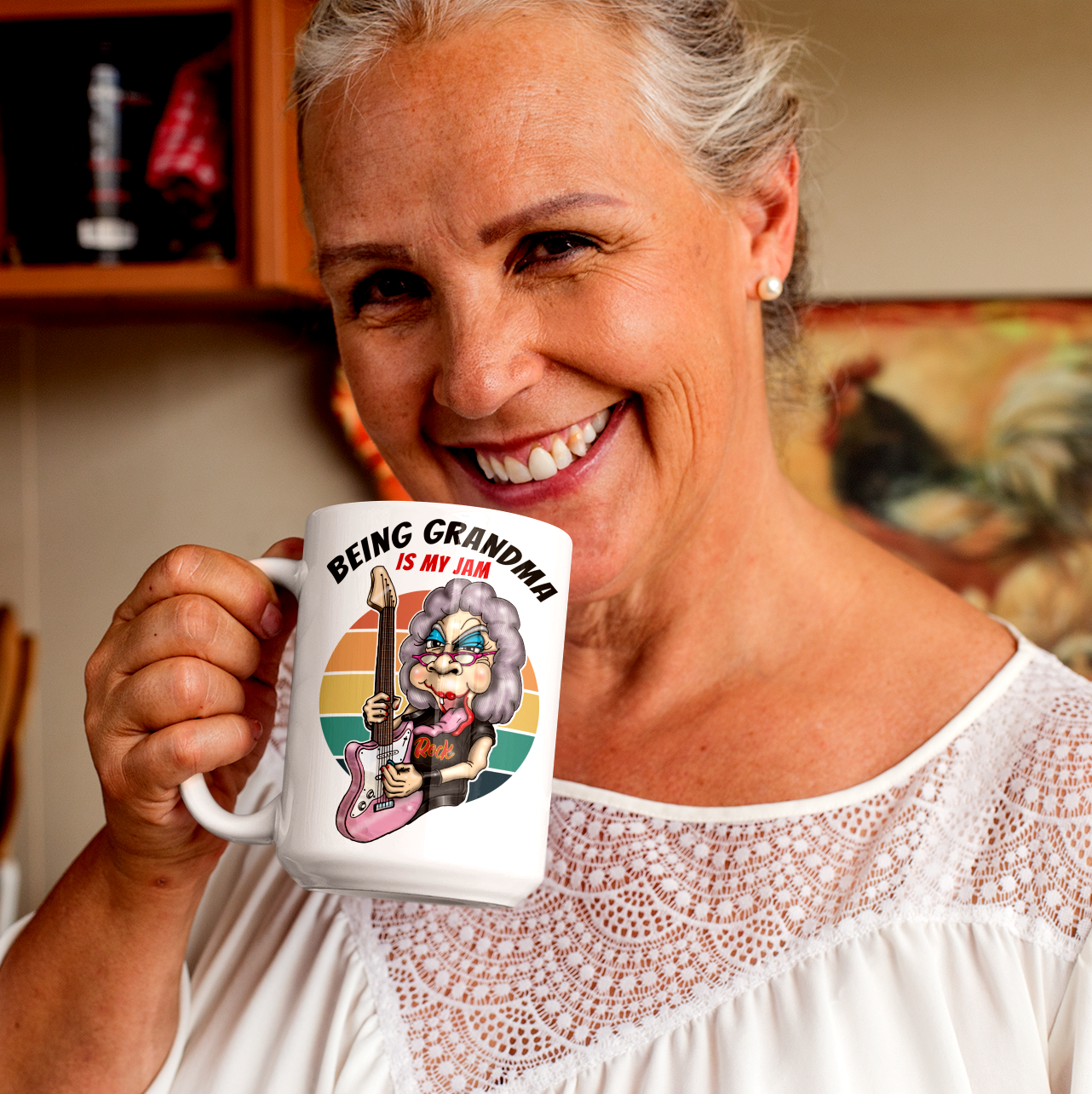 Being Grandma Is My Jam Mug — Funny Rocker Grandma Coffee Cup (11oz)
