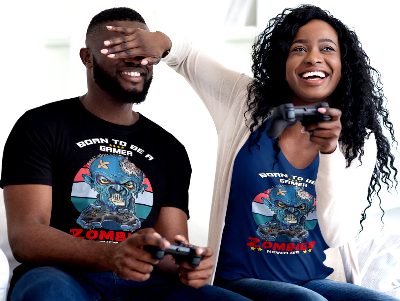 Zombie Gamer T-Shirt — "Born to Be a Gamer" Retro Horror Tee