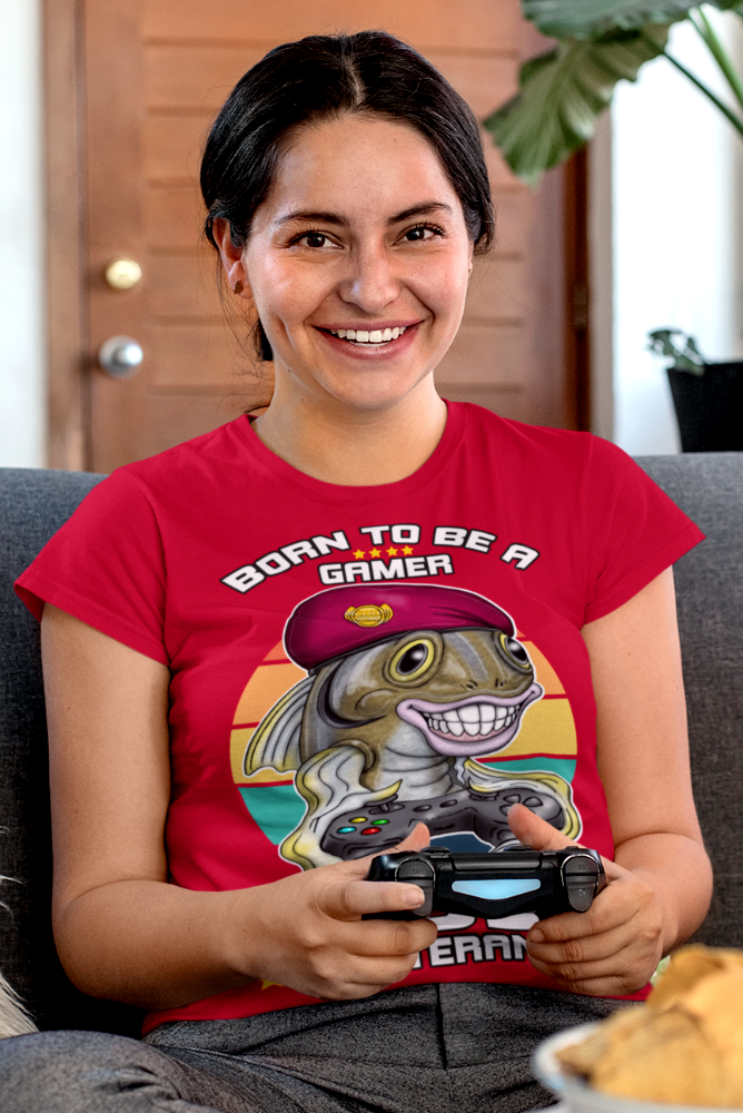 COD Veteran Gamer T-Shirt — "Born to Be a Gamer" Funny Fish Controller Tee
