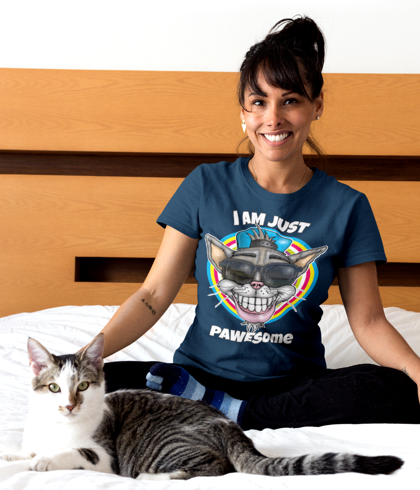 I Am Just PAWESOME Cat Graphic T-Shirt