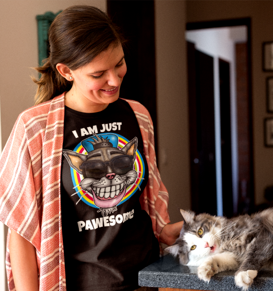 I Am Just PAWESOME Cat Graphic T-Shirt