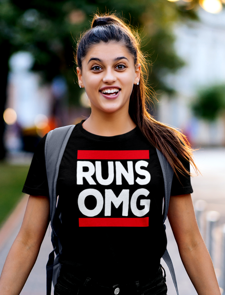 RUNS OMG Old Skool Rap Joke Tee — Vintage Hip Hop Graphic T-Shirt