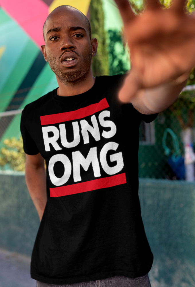 RUNS OMG Old Skool Rap Joke Tee — Vintage Hip Hop Graphic T-Shirt